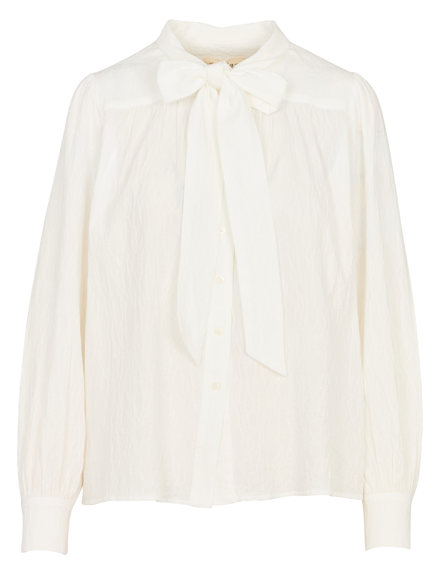 Crinkled Lavallière Collar Shirt ACOTE White