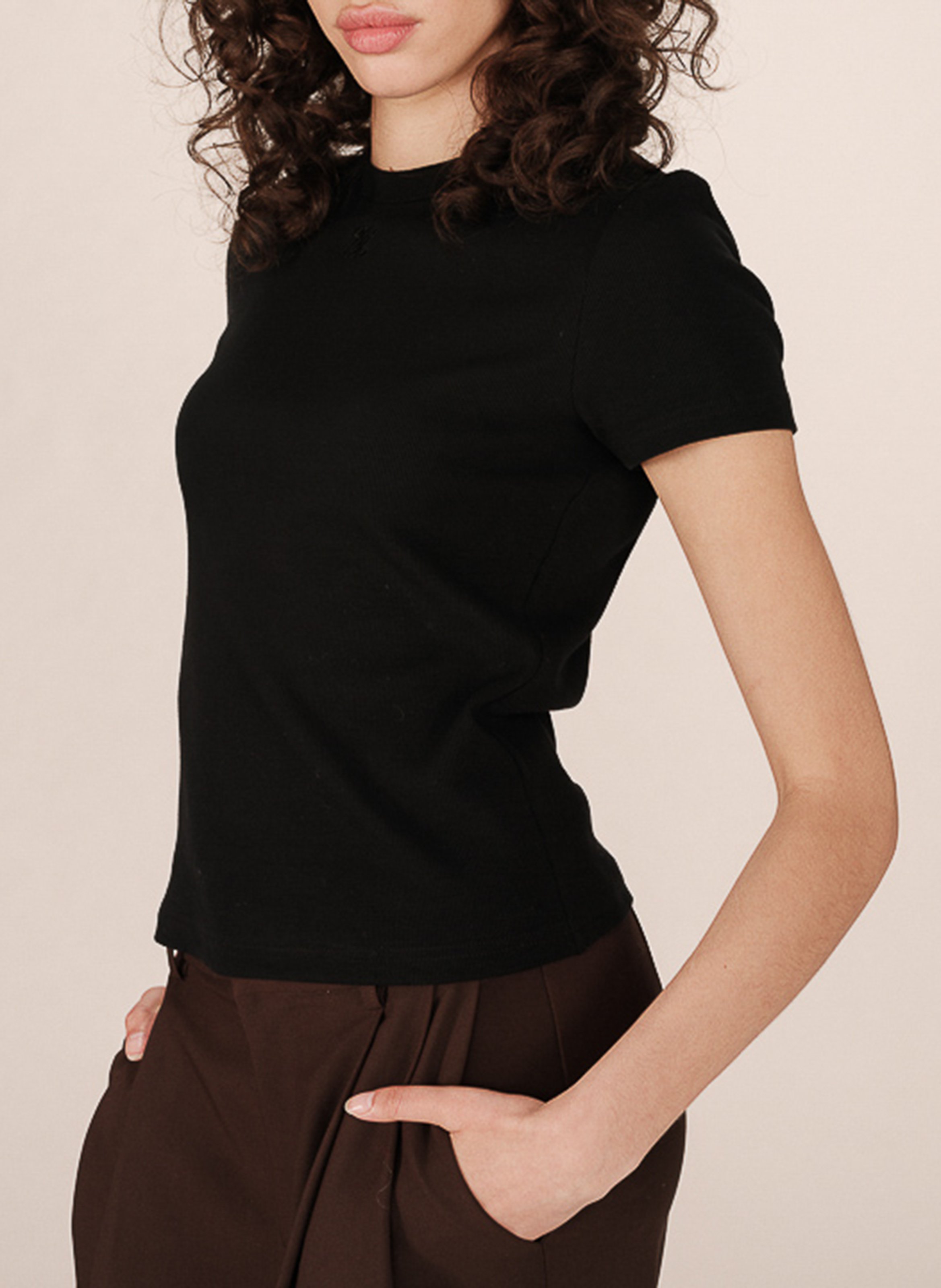 Tee-shirt col rond en coton mélangé GRACE ET MILA Noir