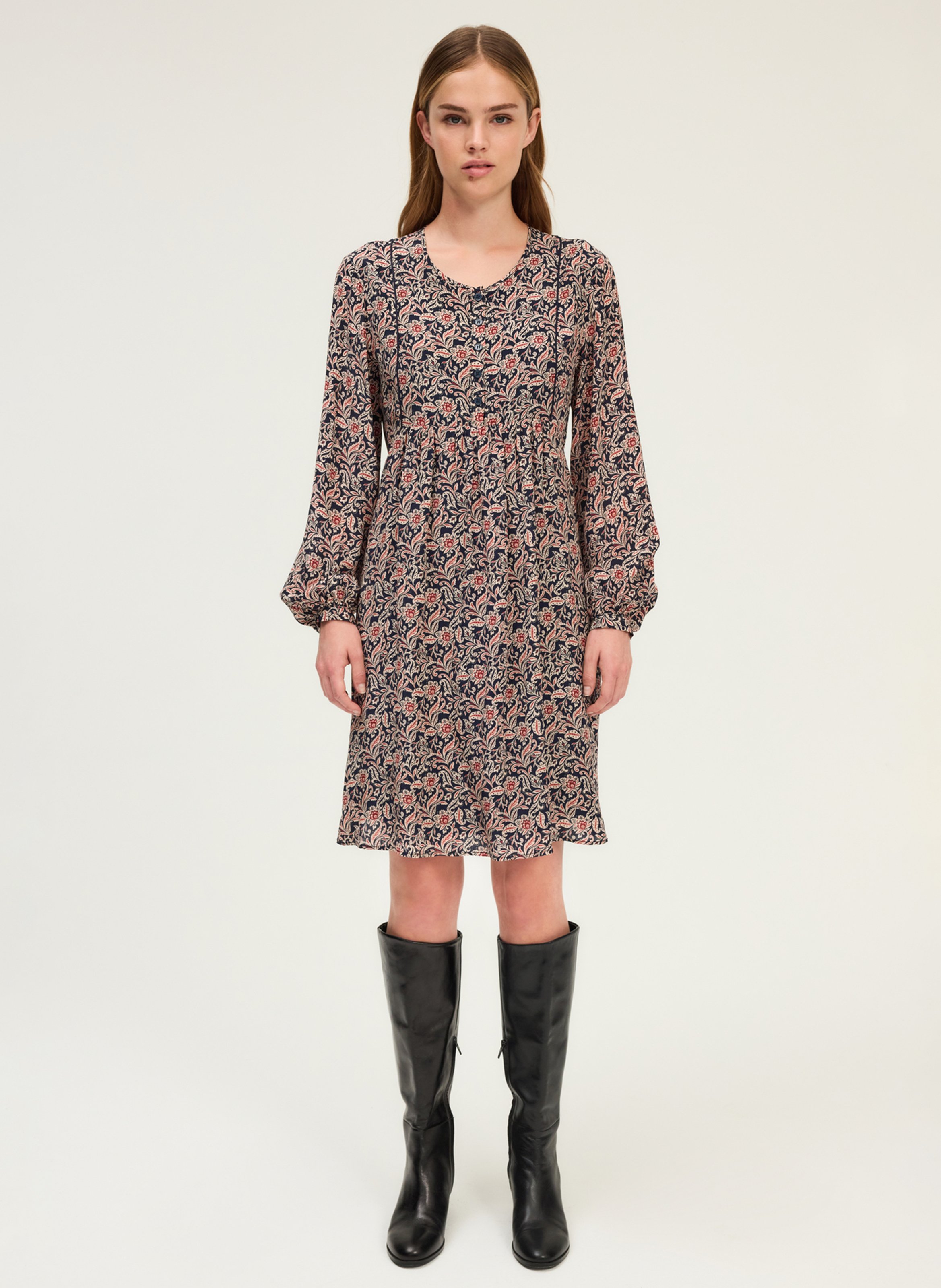 Short printed round-neck dress PABLO Blue