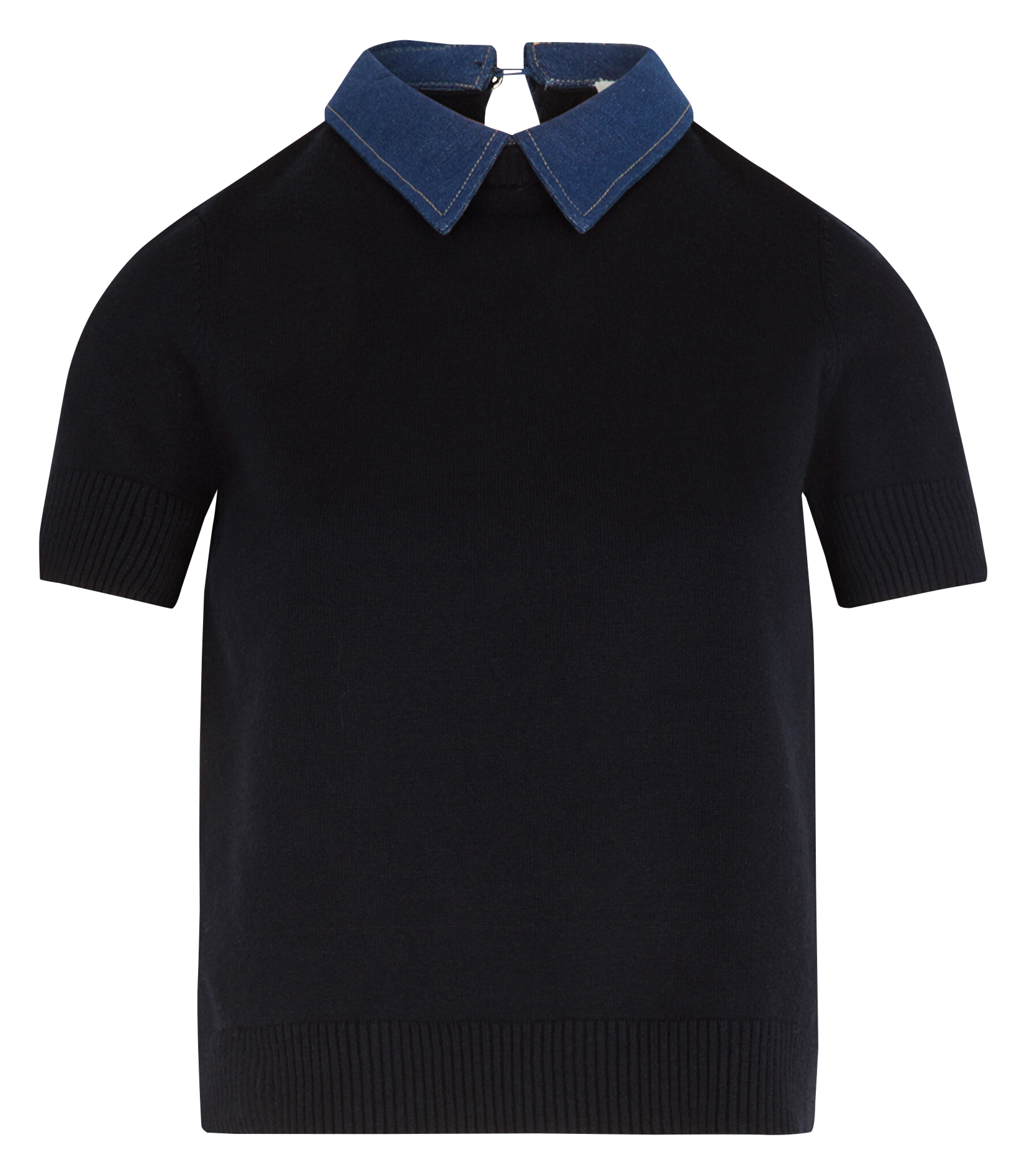 Denim polo neck sweater MORGAN Blue