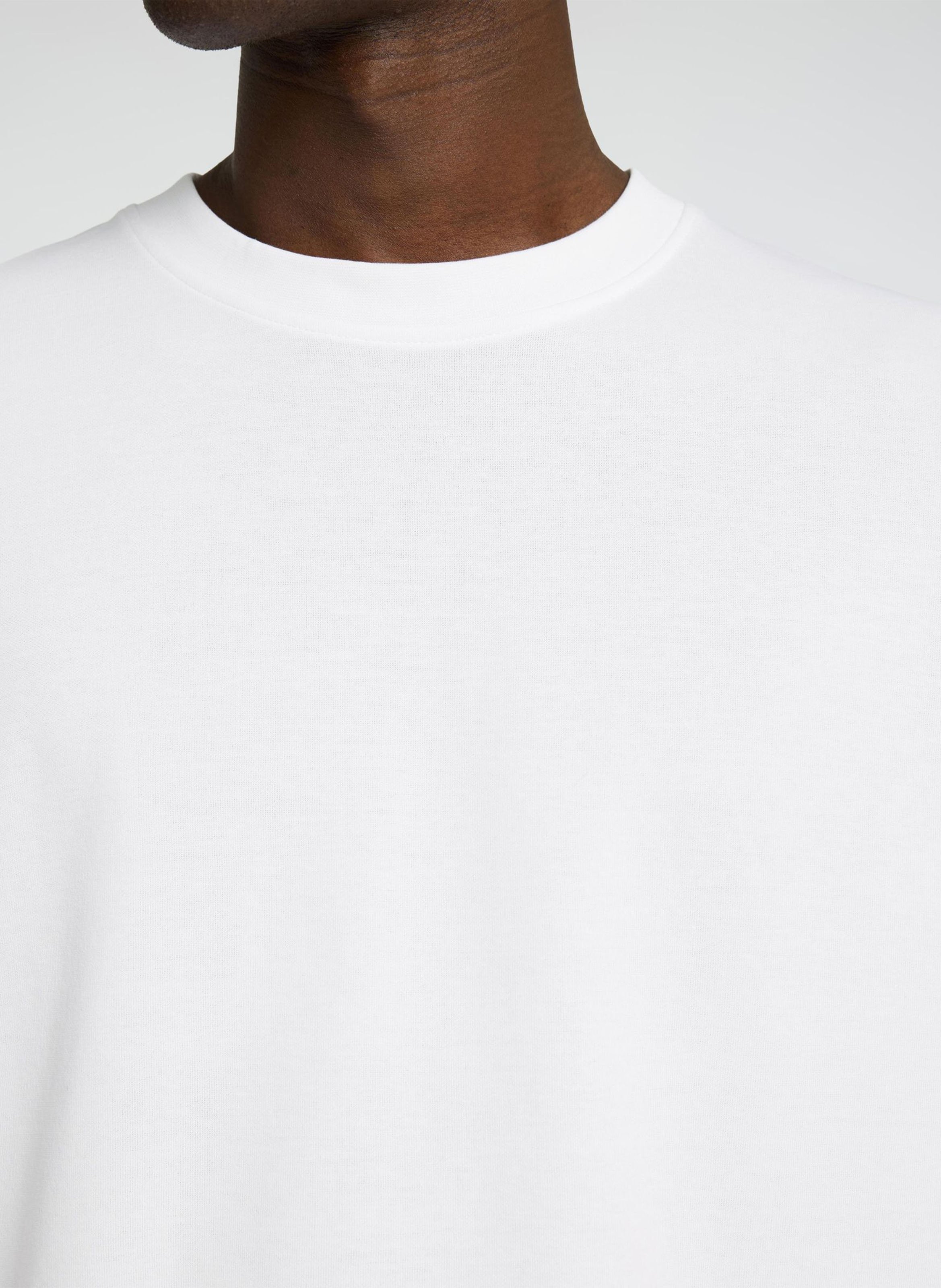 Round-neck organic cotton-blend T-shirt SELECTED White
