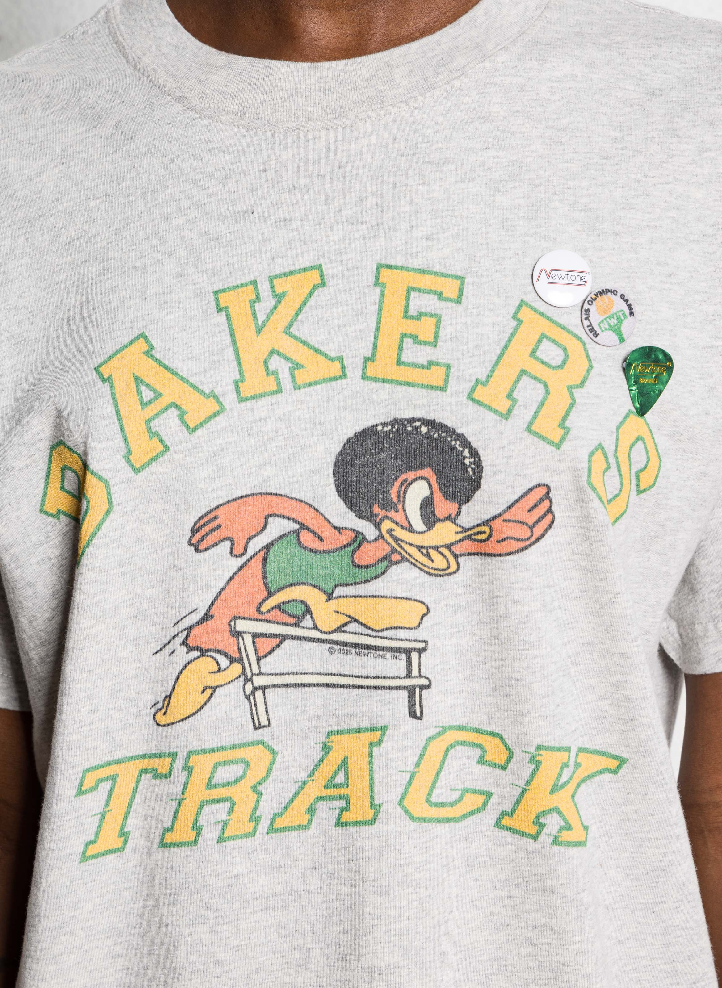 Tee-shirt droit col rond sérigraphié en coton NEWTONE Gris