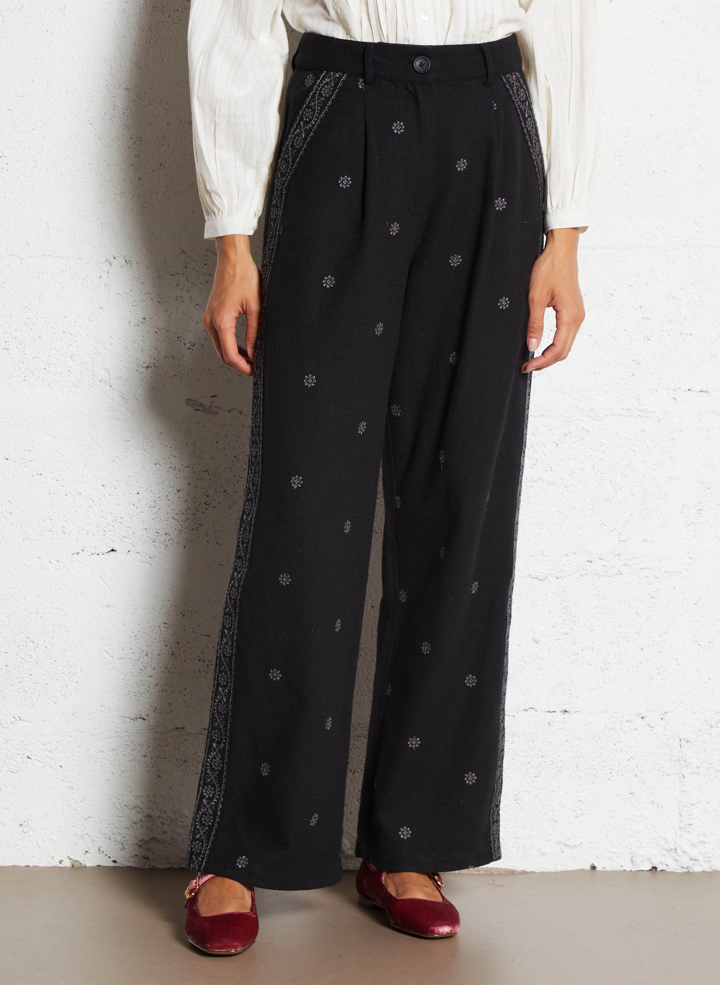 Wide cotton trousers  MAISON HOTEL Black