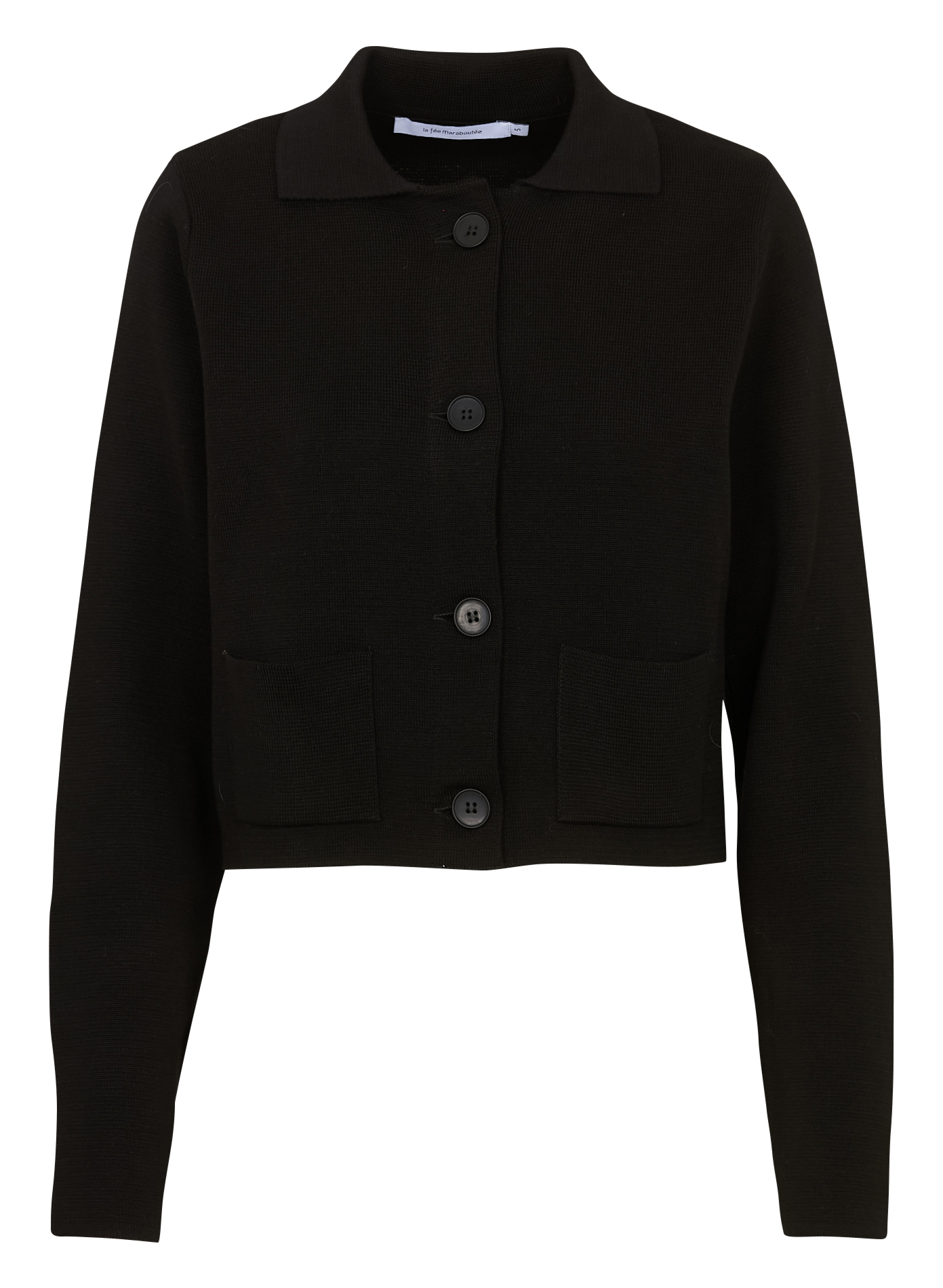 Straight fit classic collar vest in blended organic cotton LA FEE MARABOUTEE Black