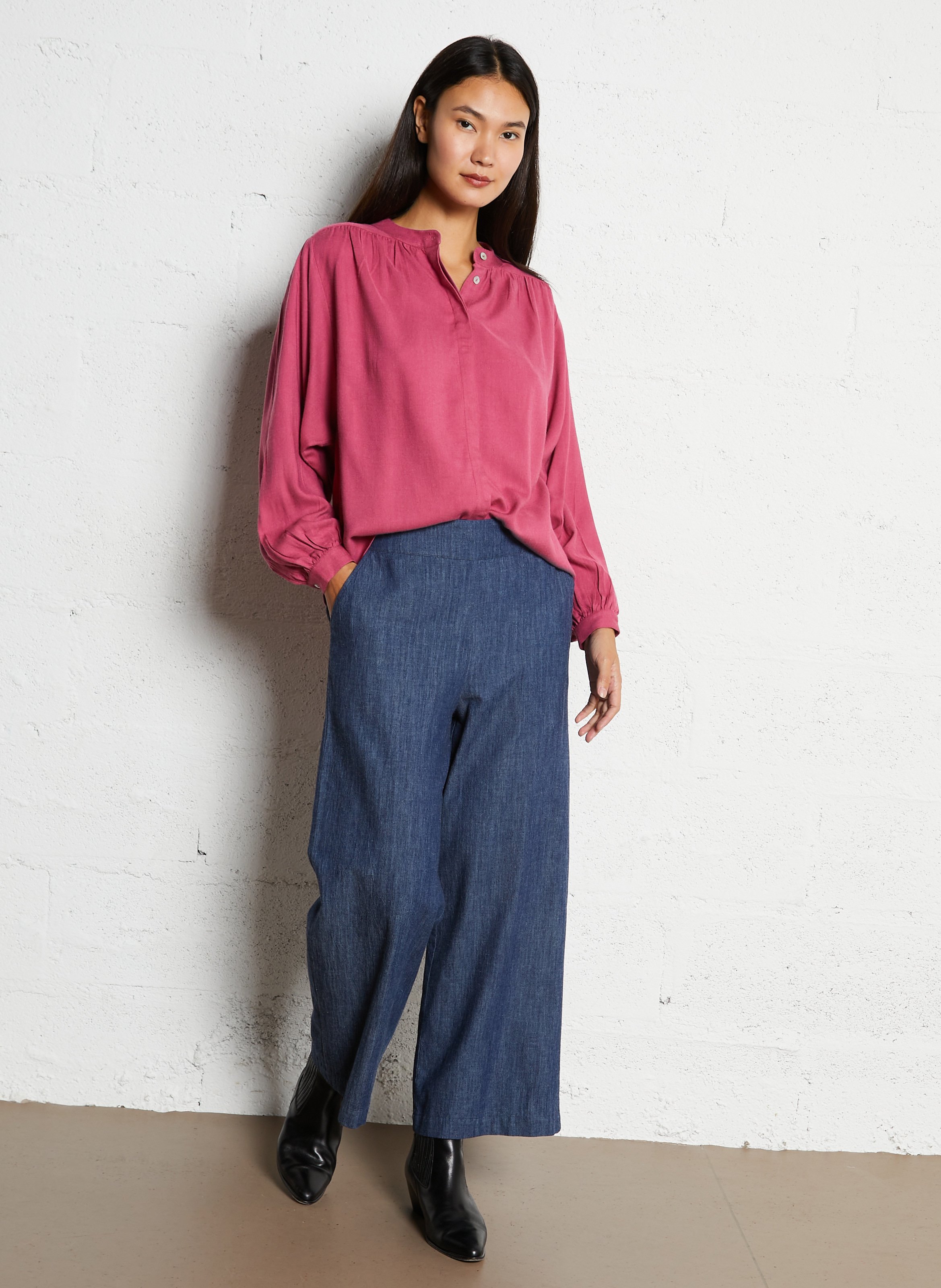 Azawood high-waisted wide-leg trousers MAISON 123 Blue