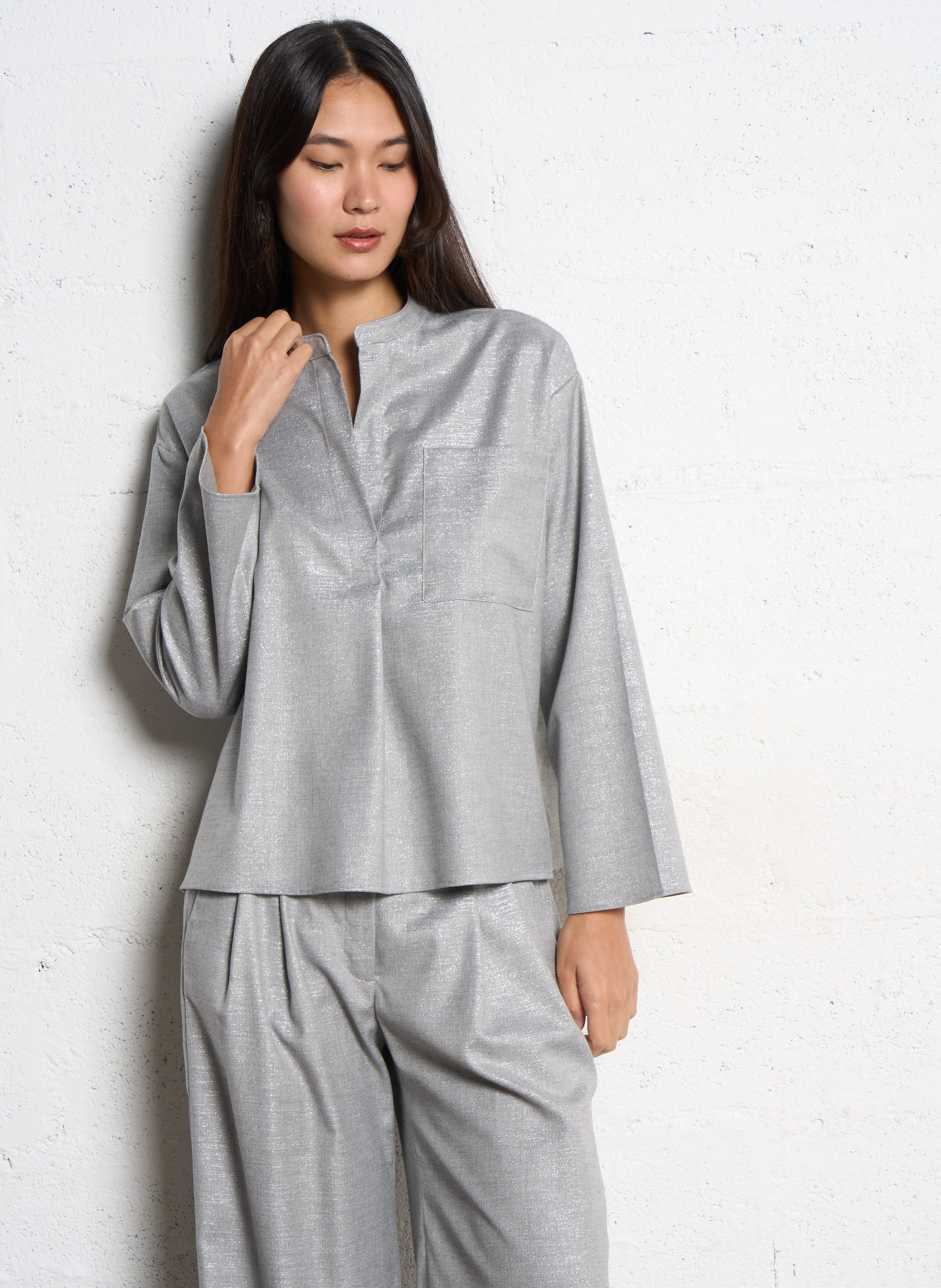 Metallic turtleneck top DIEGA Silver