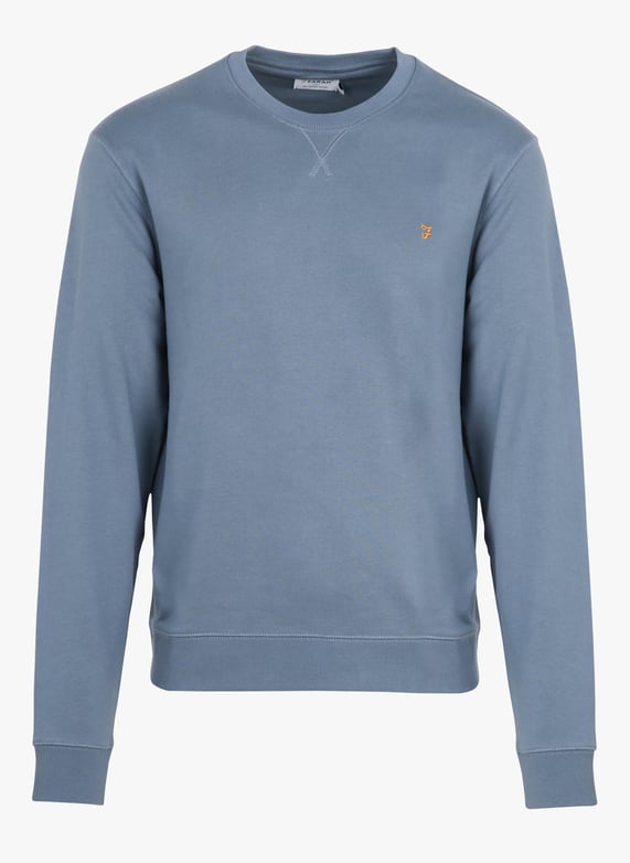 Straight organic cotton round-Neck sweatshirt Blue Farah Men