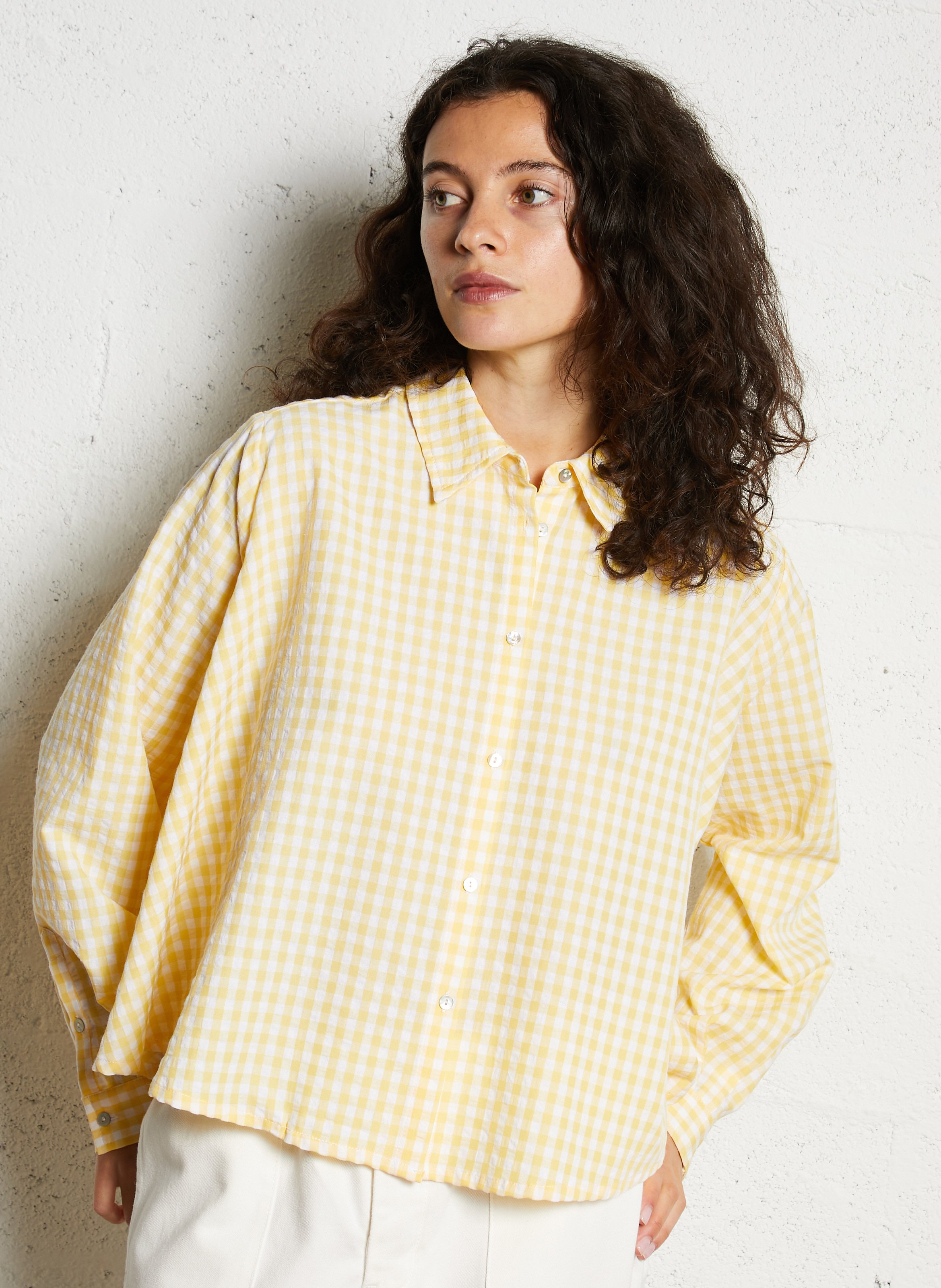 Oversized cotton-blend shirt with classic collar JC SOPHIE Yellow