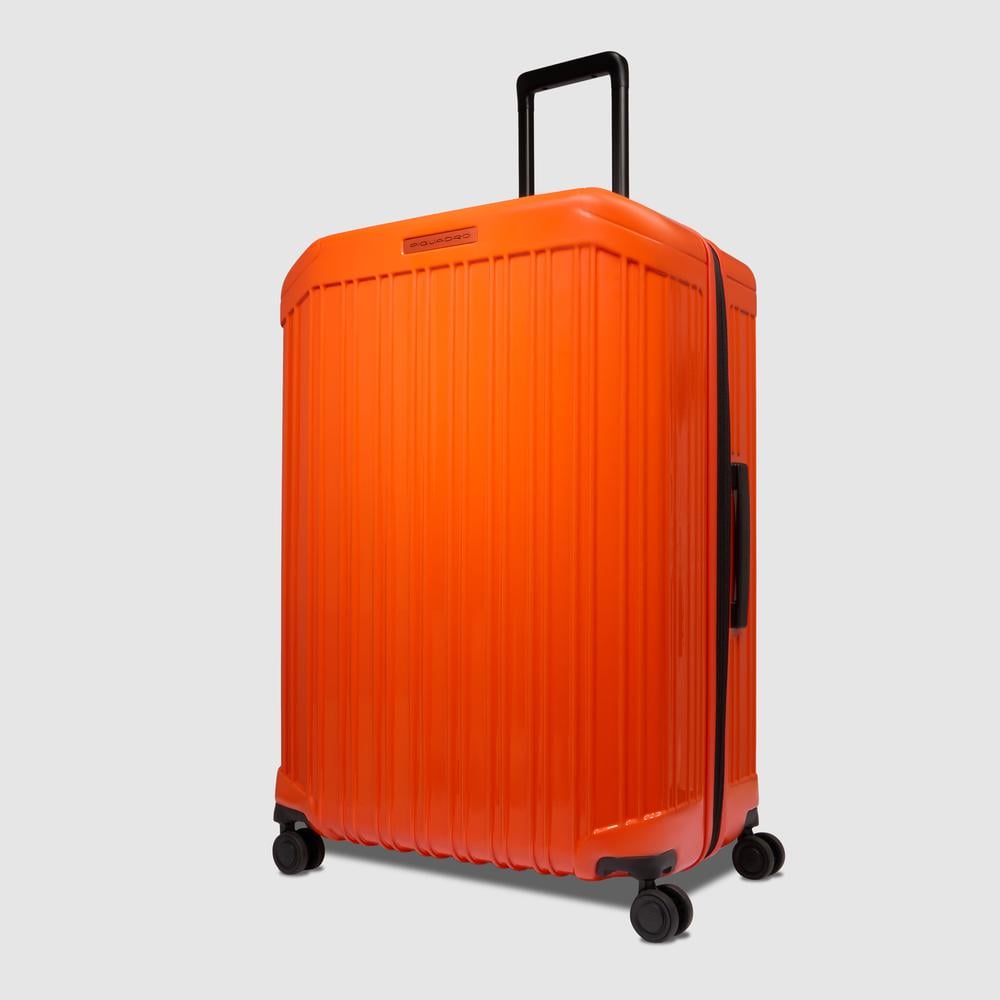 Large expandable 4-wheel trolley suitcase with TSA lock and removable washable lining PIQUADRO Orange