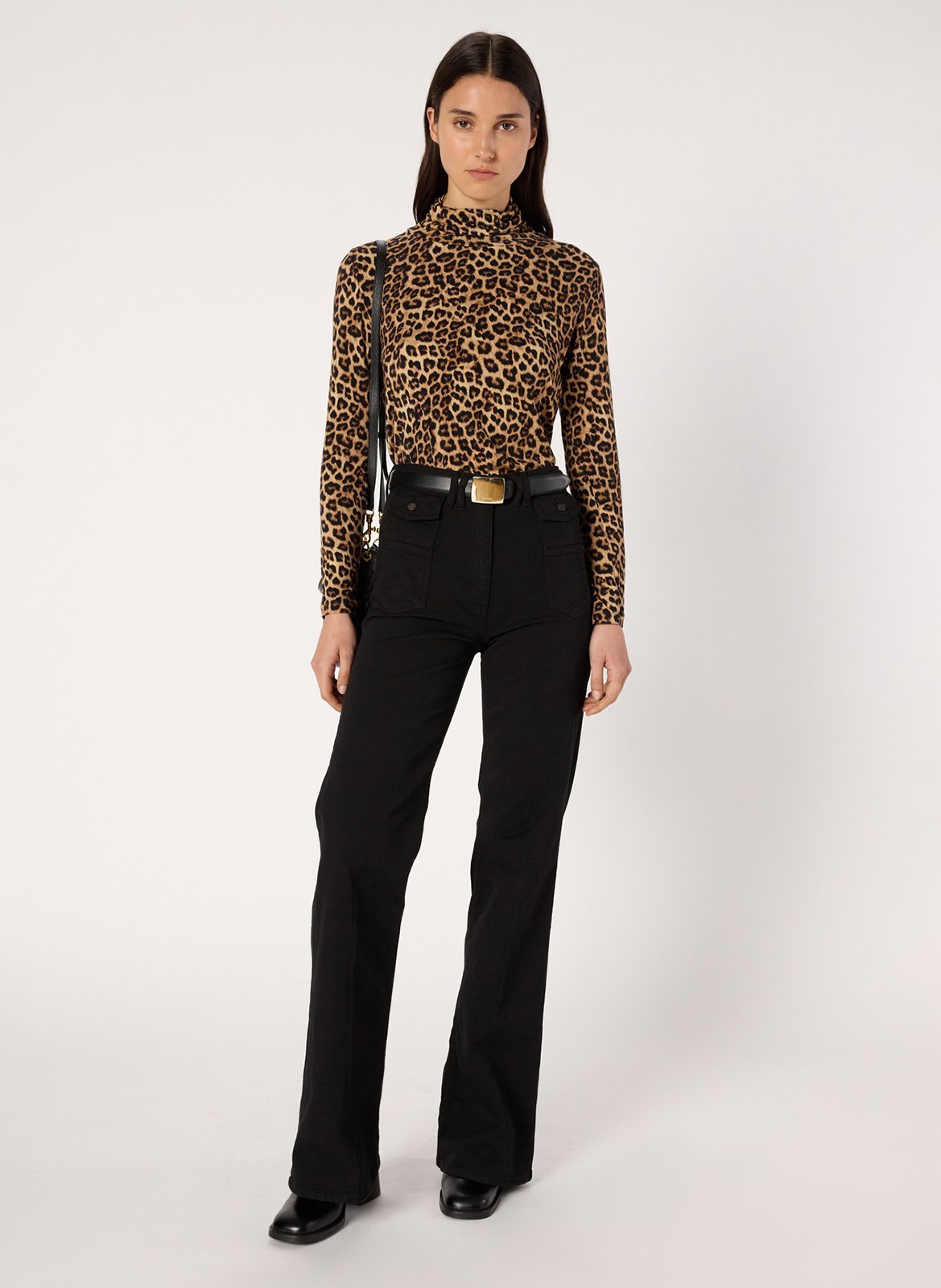Leopard turtleneck sweater GERARD DAREL Brown