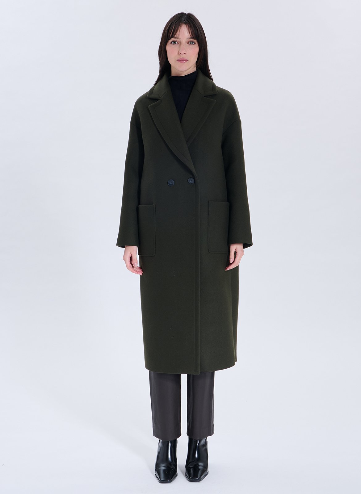 Langer Blazer-Mantel aus Wollmischung ZAPA Khaki