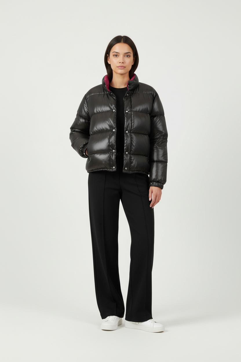 Lightweight quilted padded jacket with high neck MONCLER - Seconde Main Green