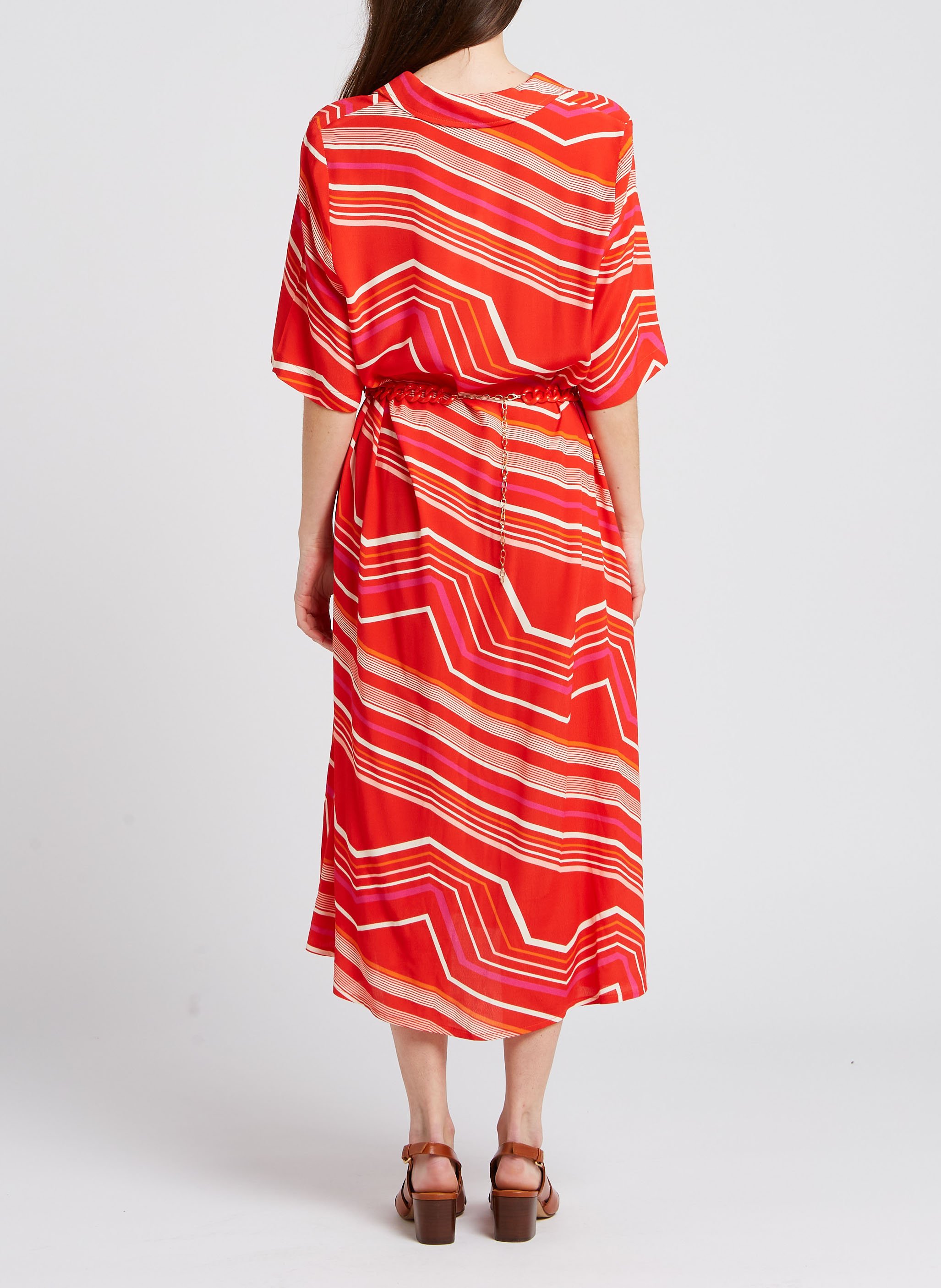 Robe col ouvert imprimée  LA PETITE FRANCAISE Rouge