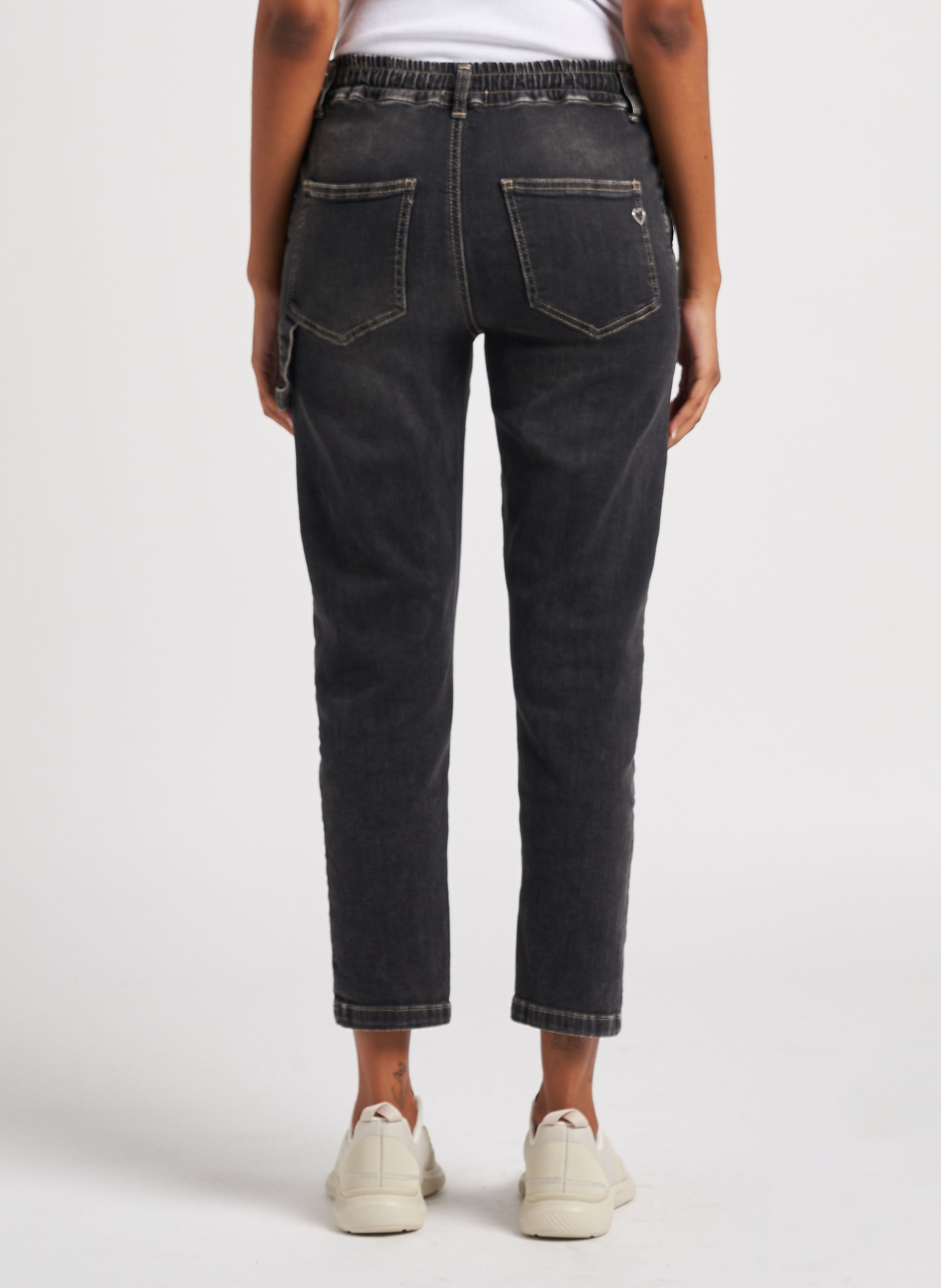 Jean mom en coton stretch  PLEASE Noir