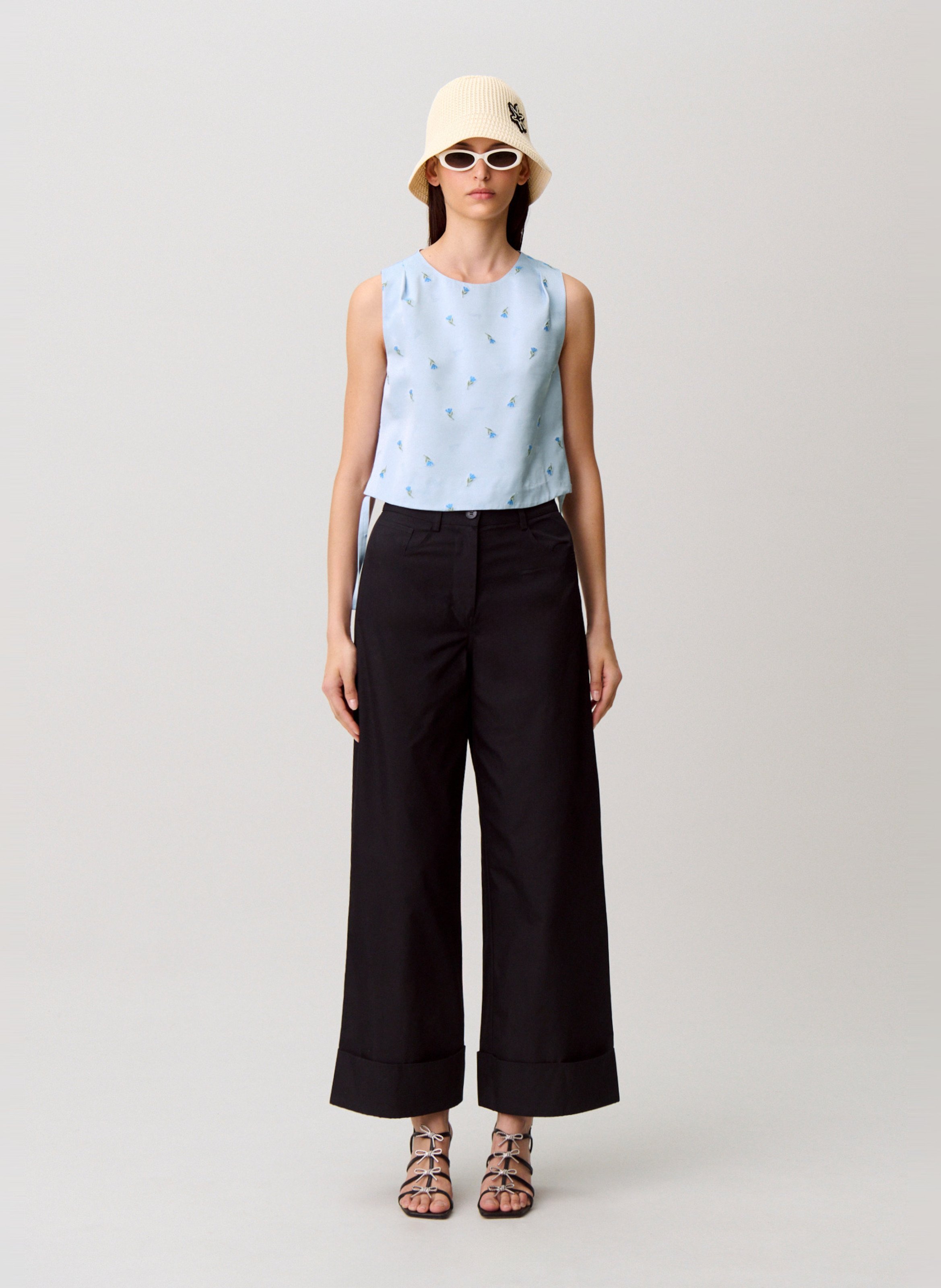 Top court imprimé col rond  CLAUDIE PIERLOT Bleu