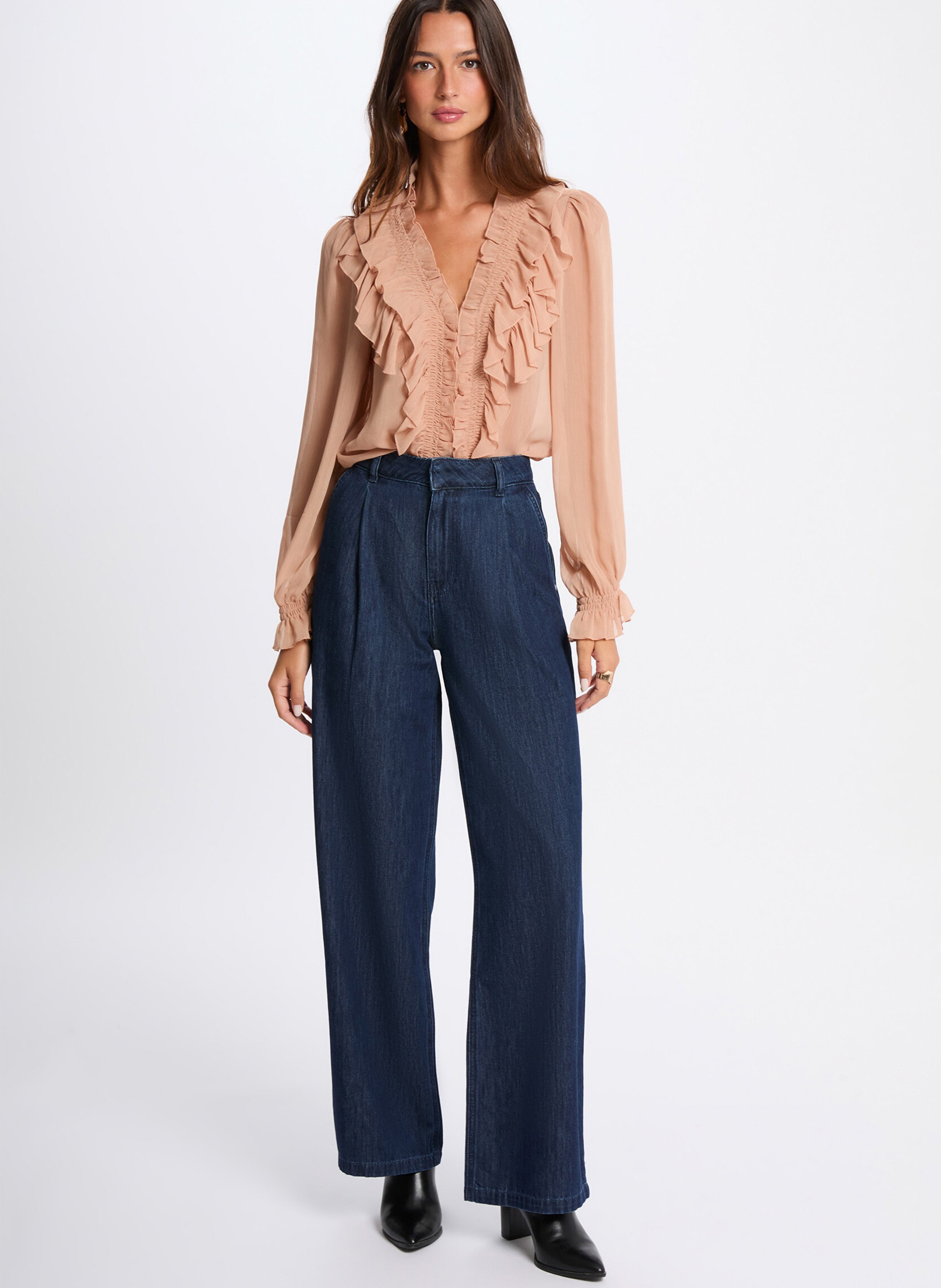 Bluse mit V-Ausschnitt Rosa