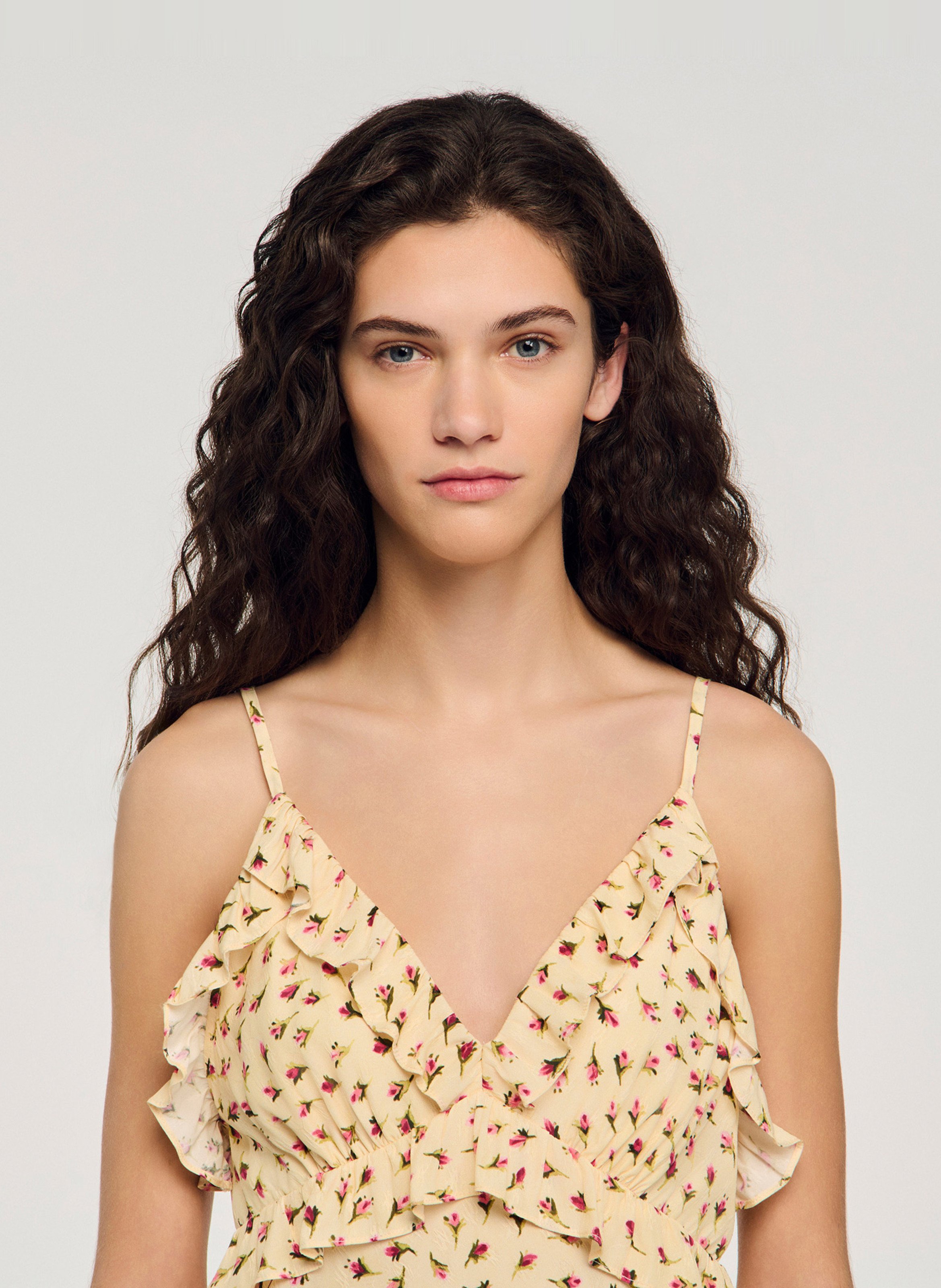 Halflange jurk met print SANDRO Beige