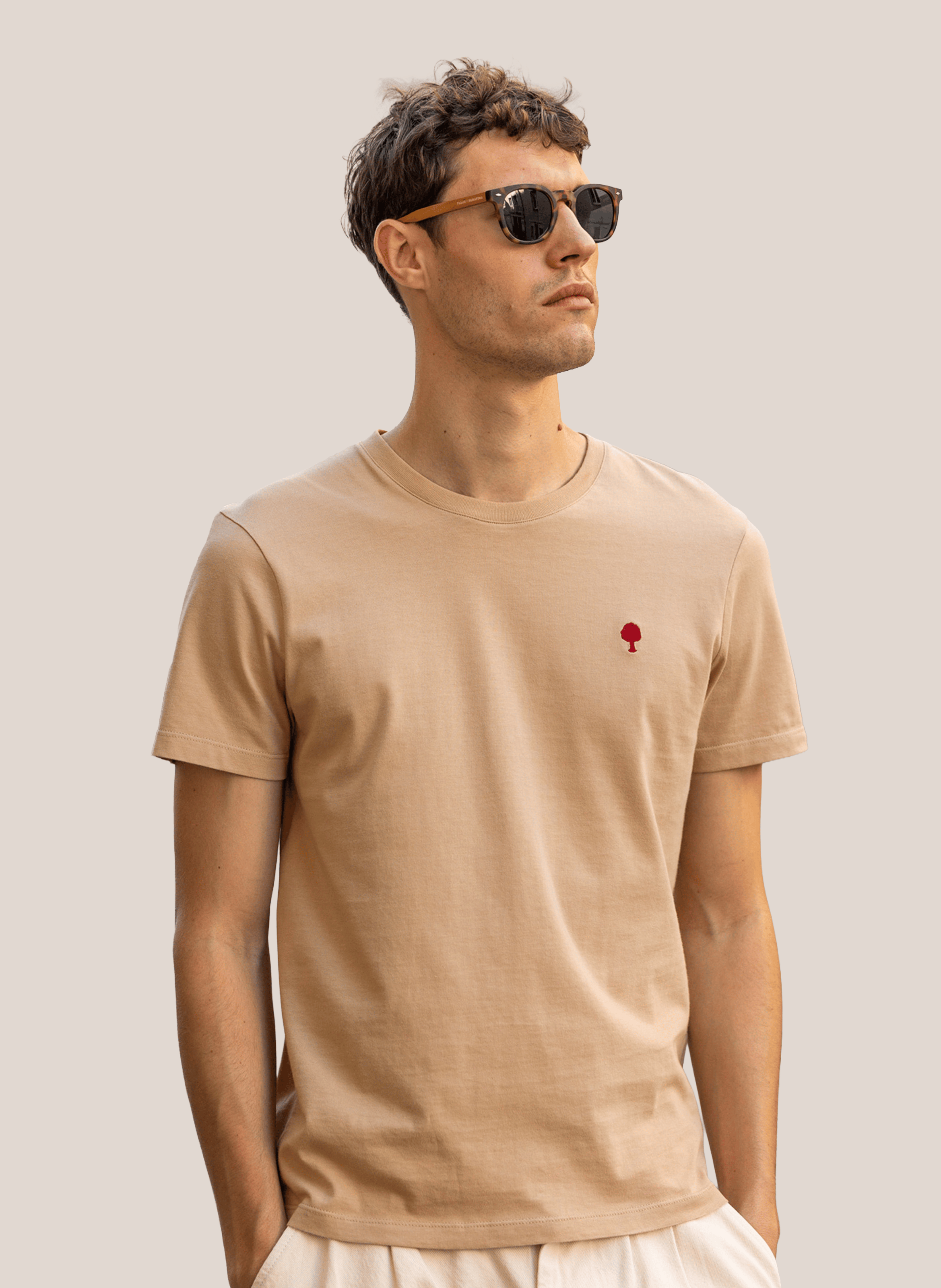 Tee-shirt droit col rond en coton et coton recyclé FAGUO