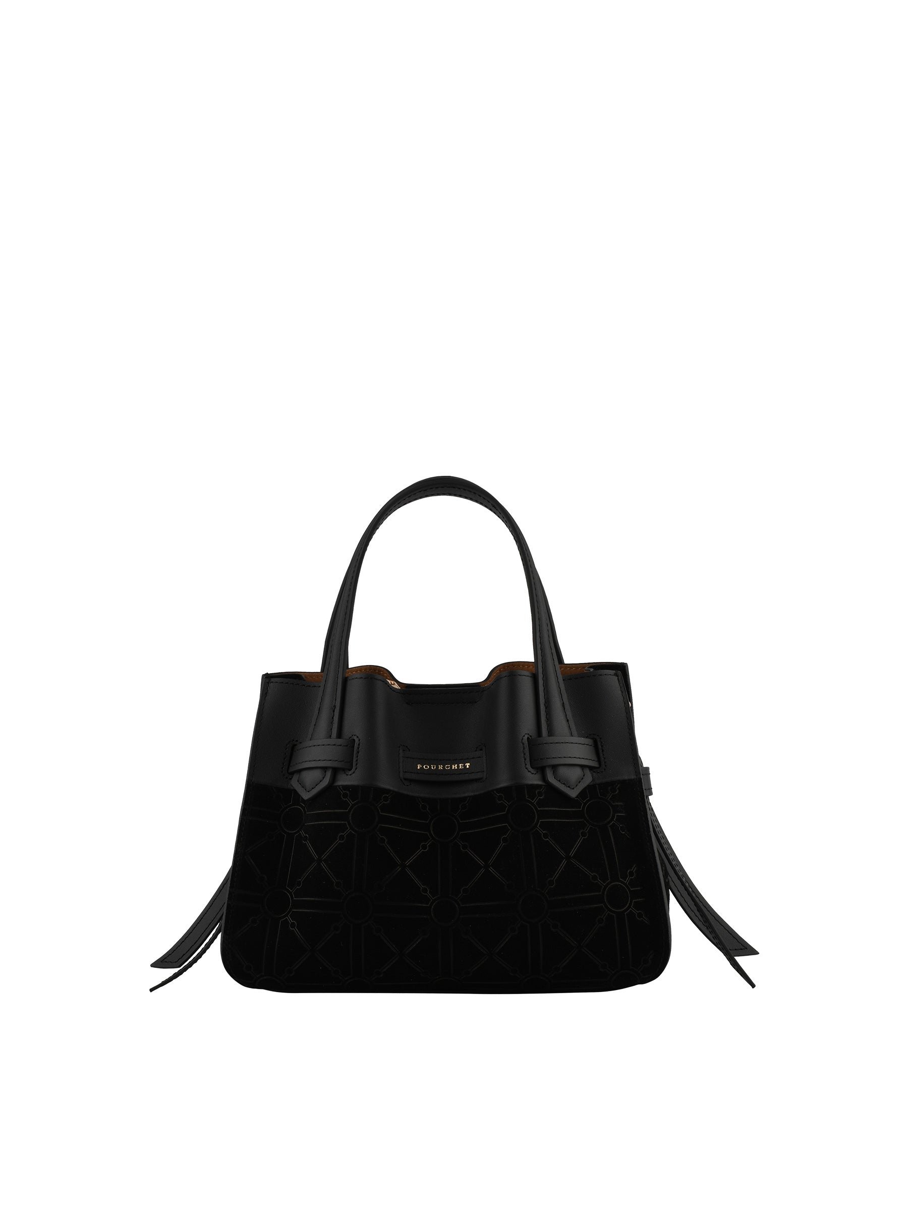 Suede and leather handbag POURCHET