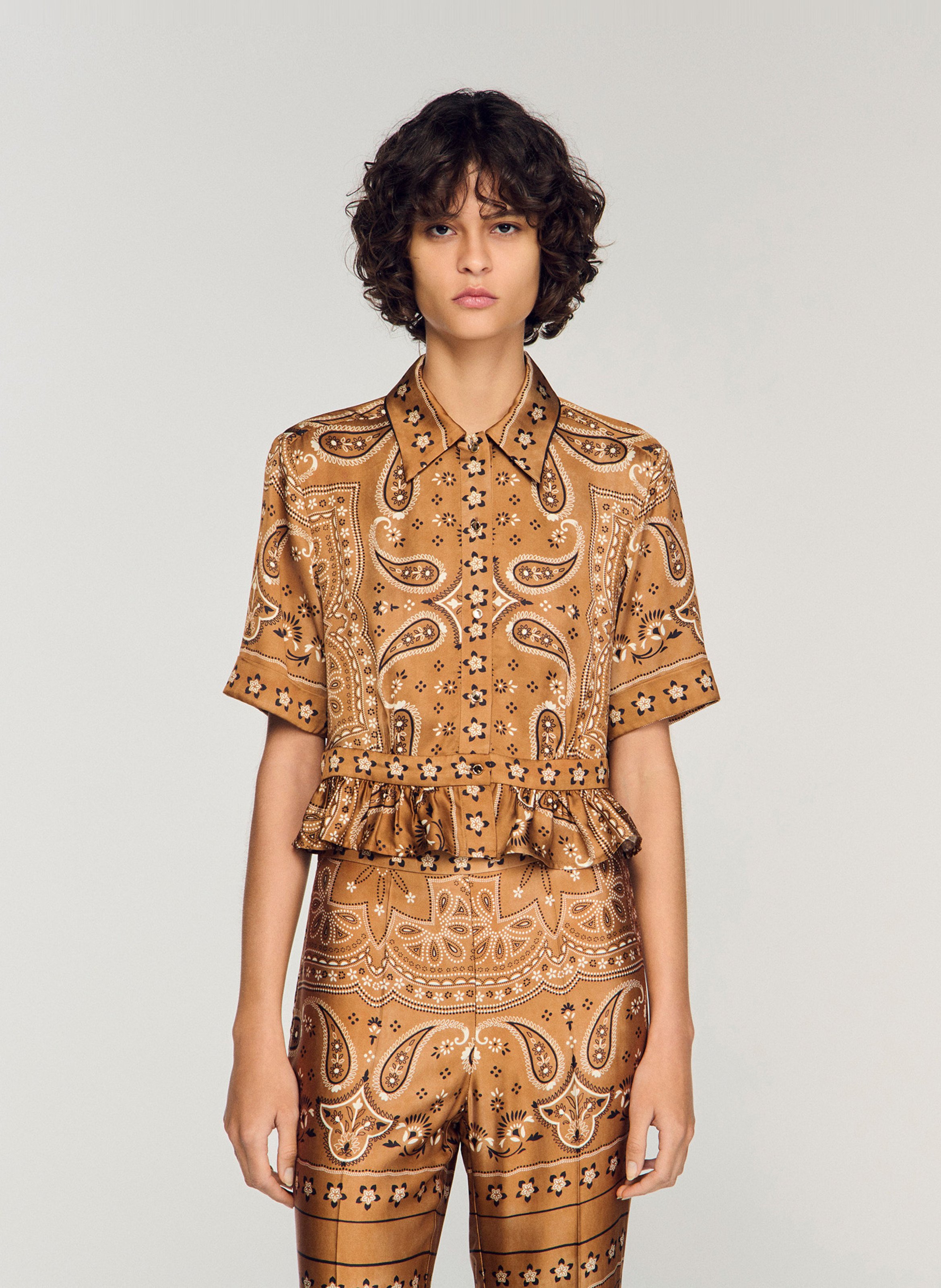 Overhemd met printkraag SANDRO Bruin