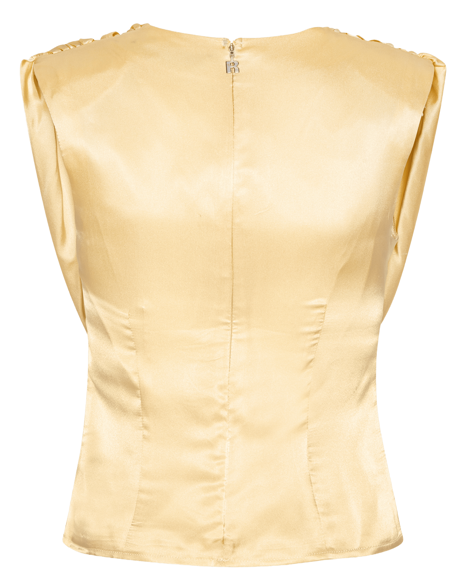 Top cintré col bénitier satiné ROTATE Jaune