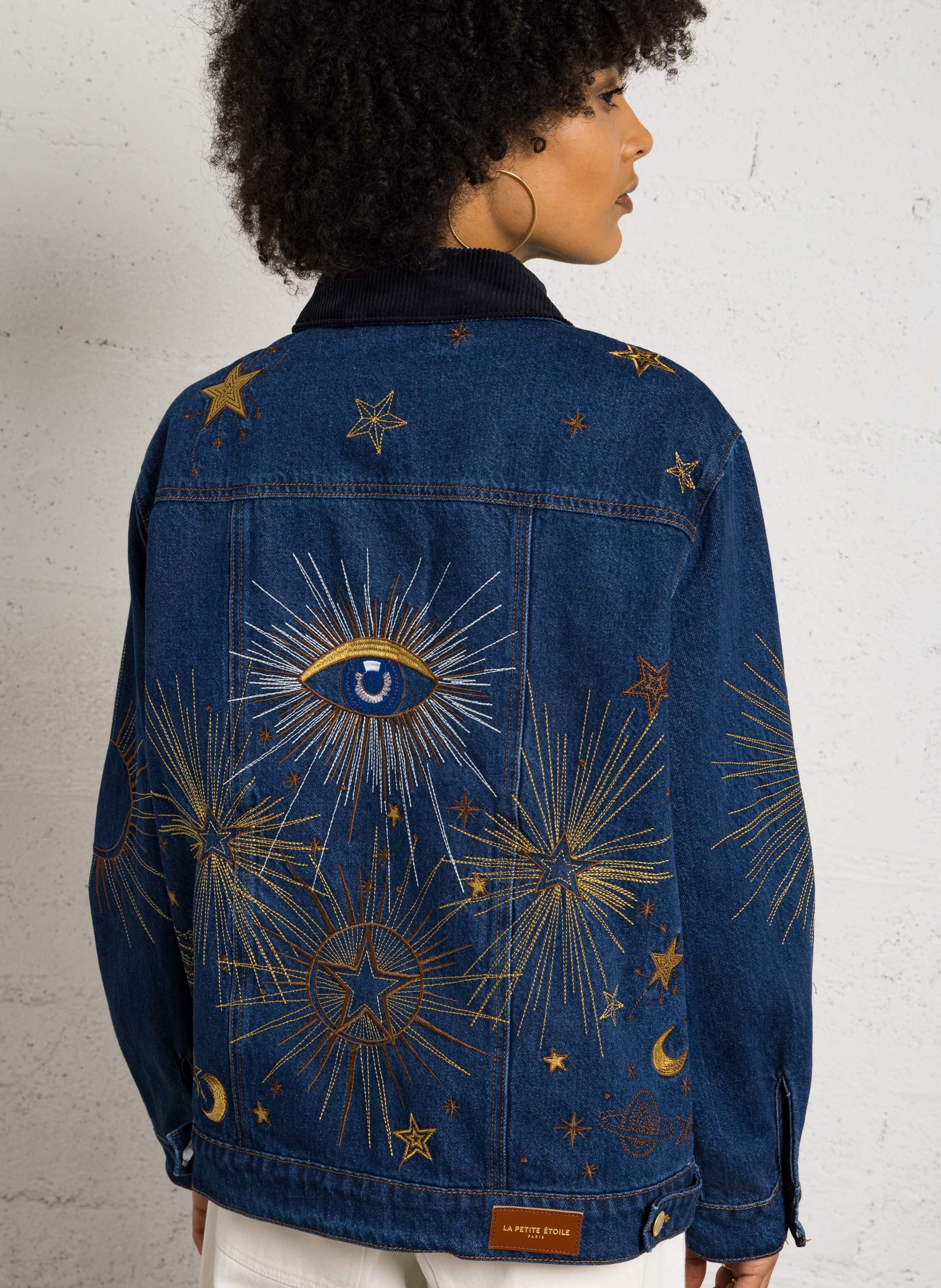 Bestickte Jeansjacke LA PETITE ETOILE Jeans ohne Waschung