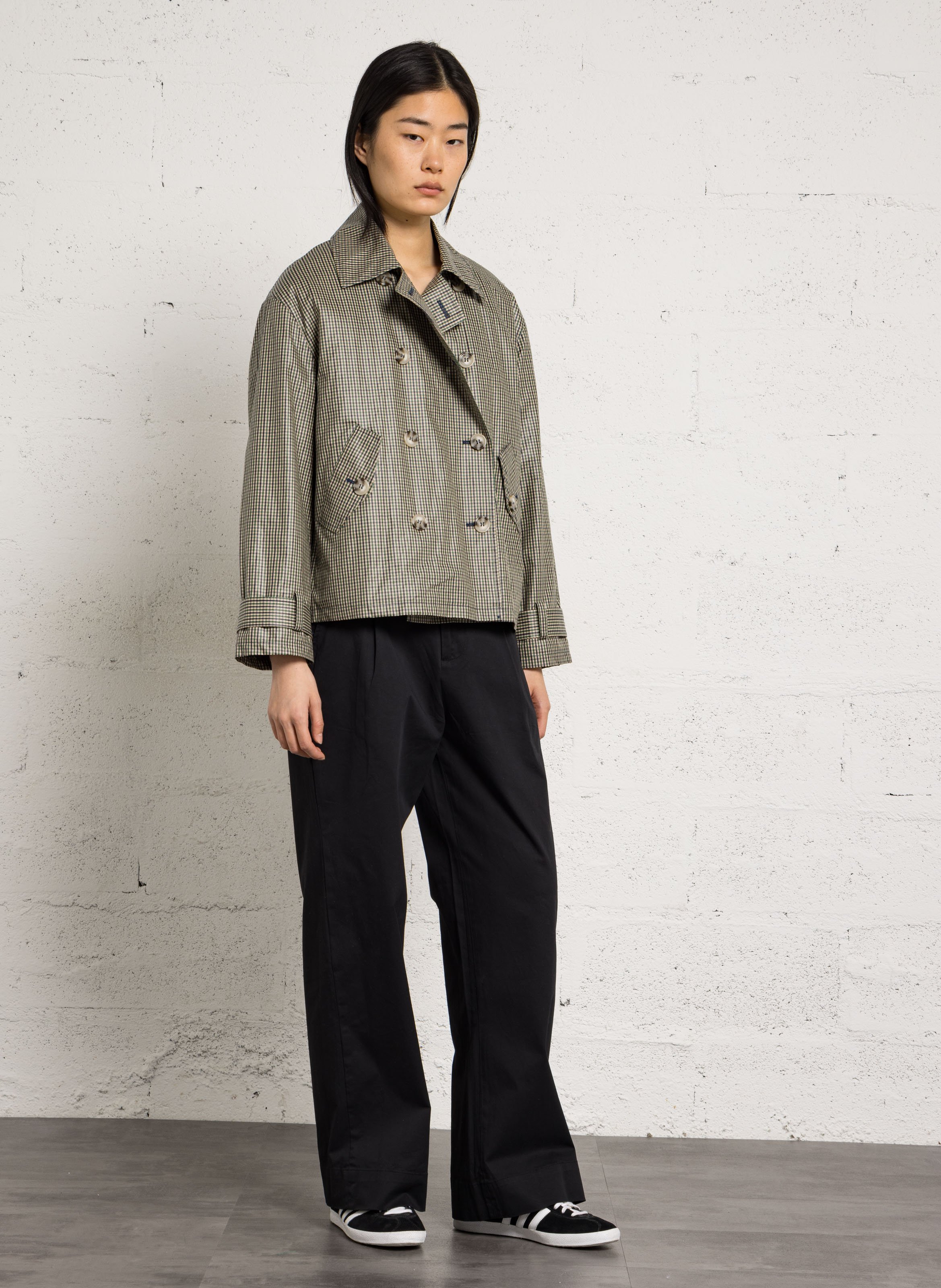 Oversized jas met klassieke kraag in bedrukte katoen LEON & HARPER Groen