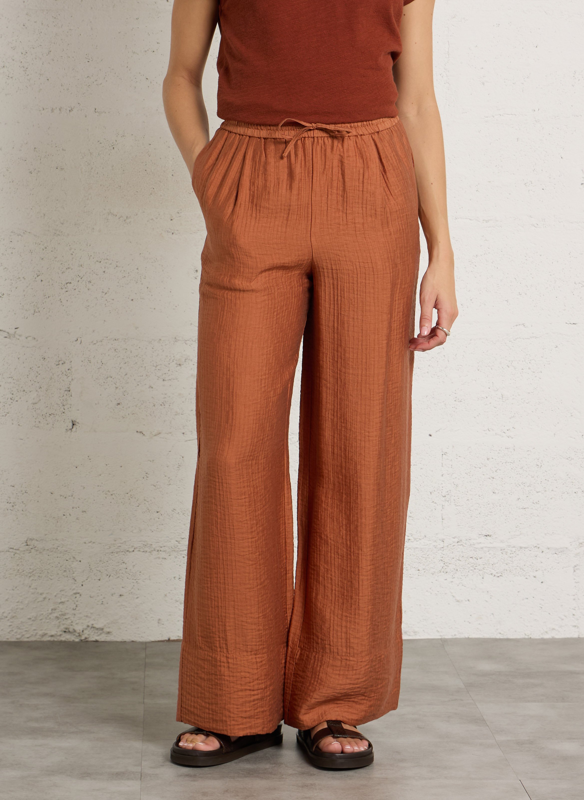 Pantalon large taille haute MAISON 123 Rouge