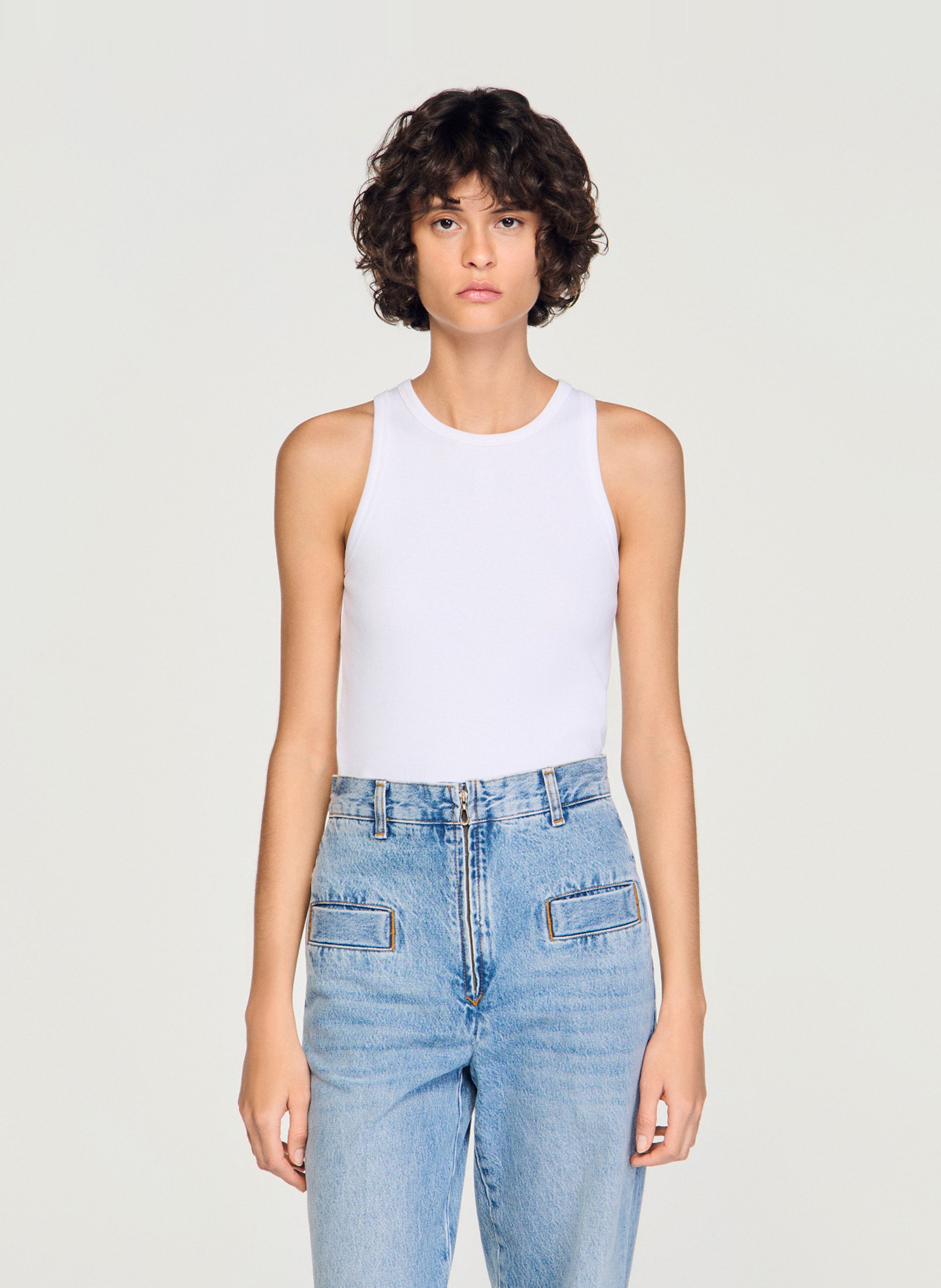 Rechte, katoenen singlet met ronde hals SANDRO