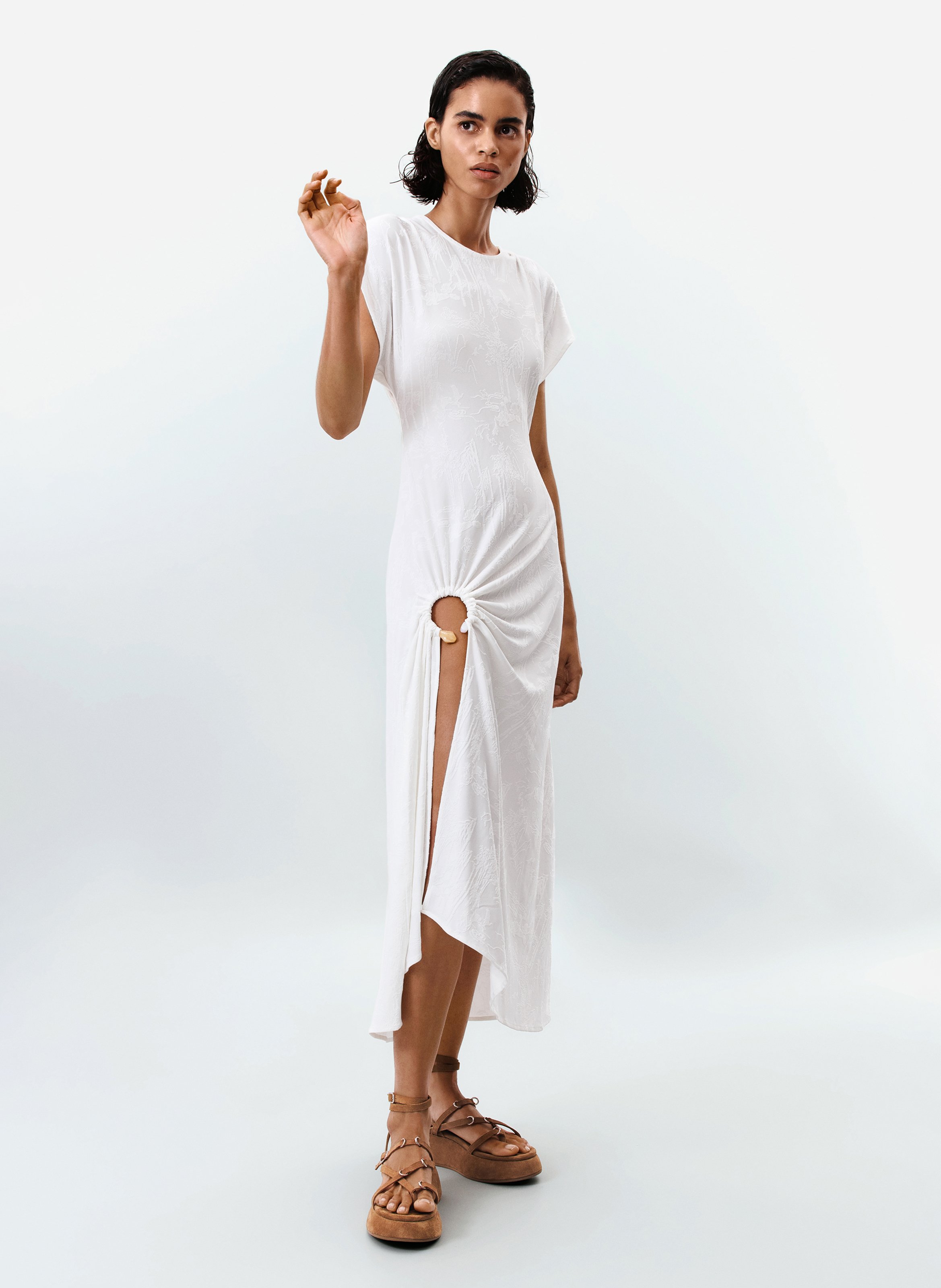 Robe midi ample DESIGUAL Blanc