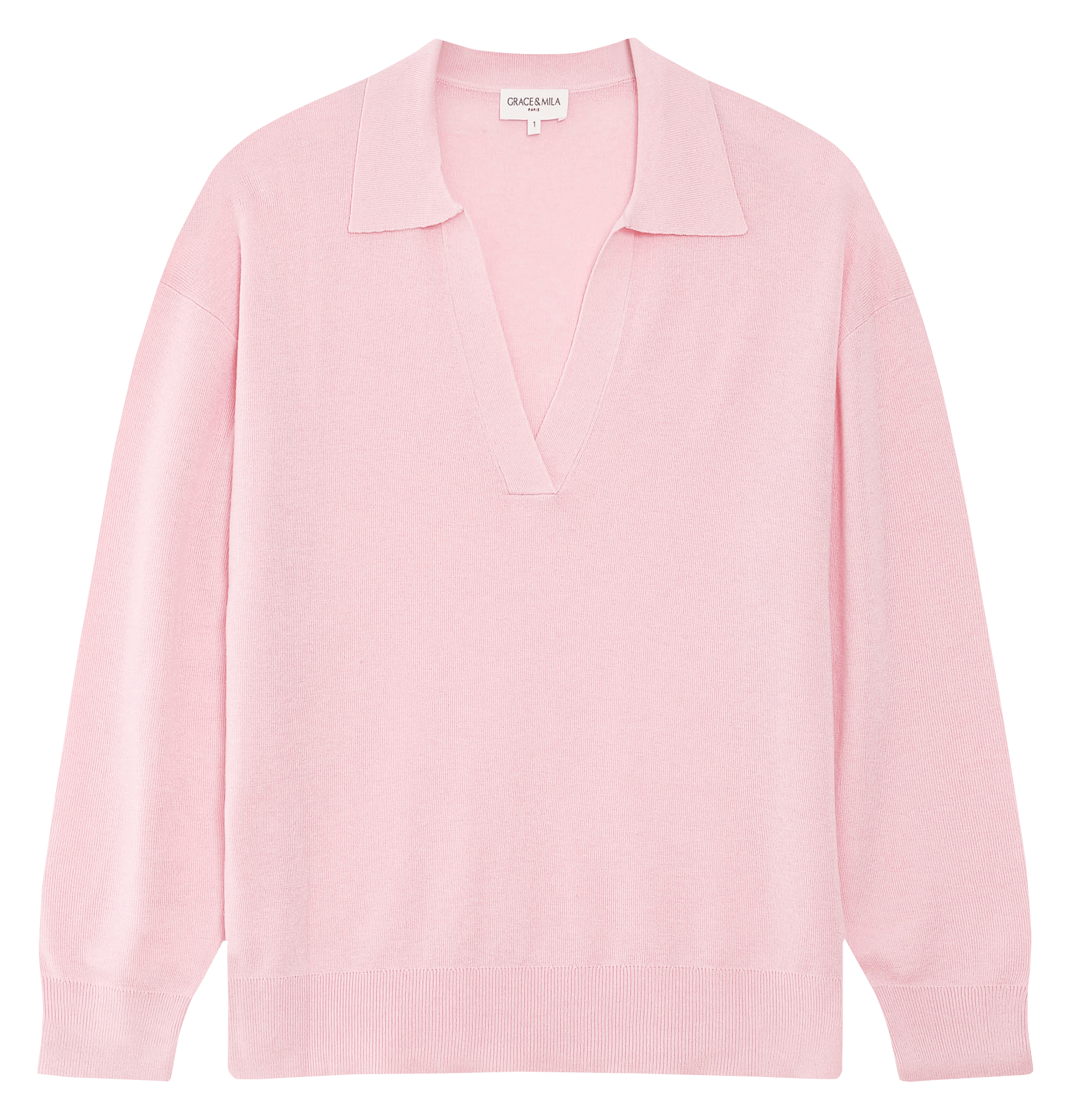 Oversize Pullover mit klassischem Kragen aus Strick GRACE ET MILA Rosa