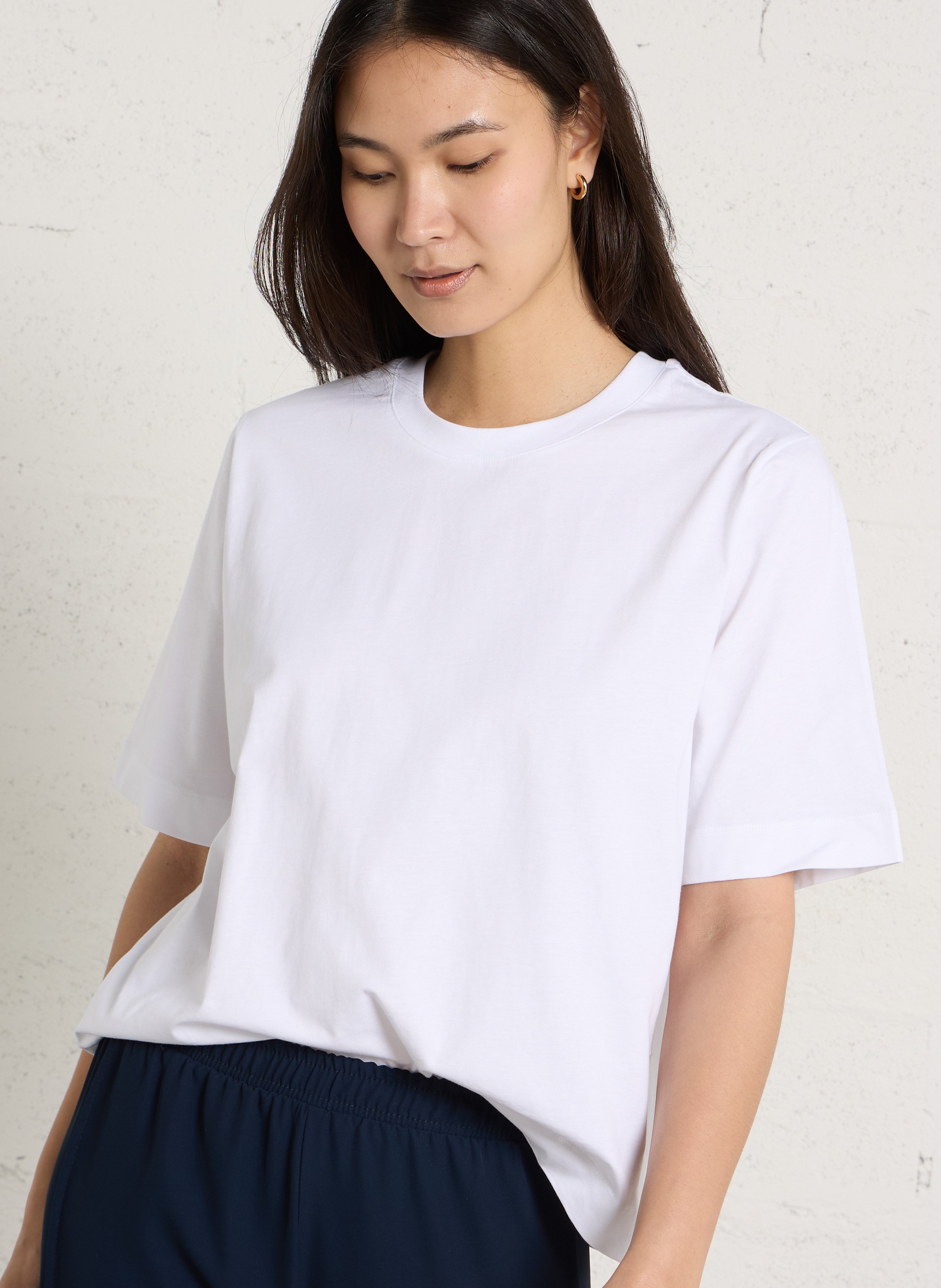 Baumwoll-Pullover mit Rundhalsausschnitt BENSIMON Weiss