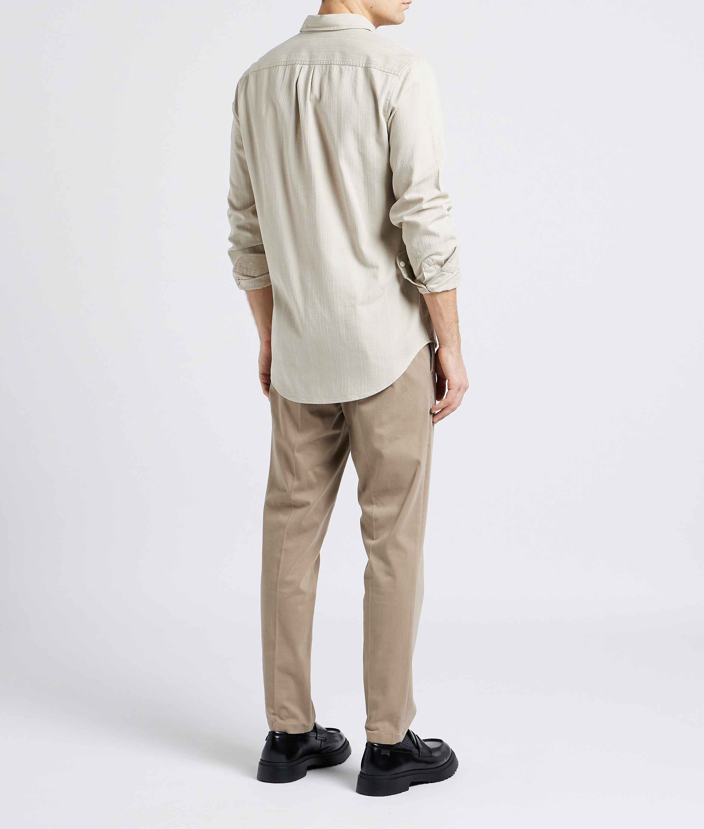 Regular-fit cotton-blend shirt with classic collar SAMSOE SAMSOE Beige