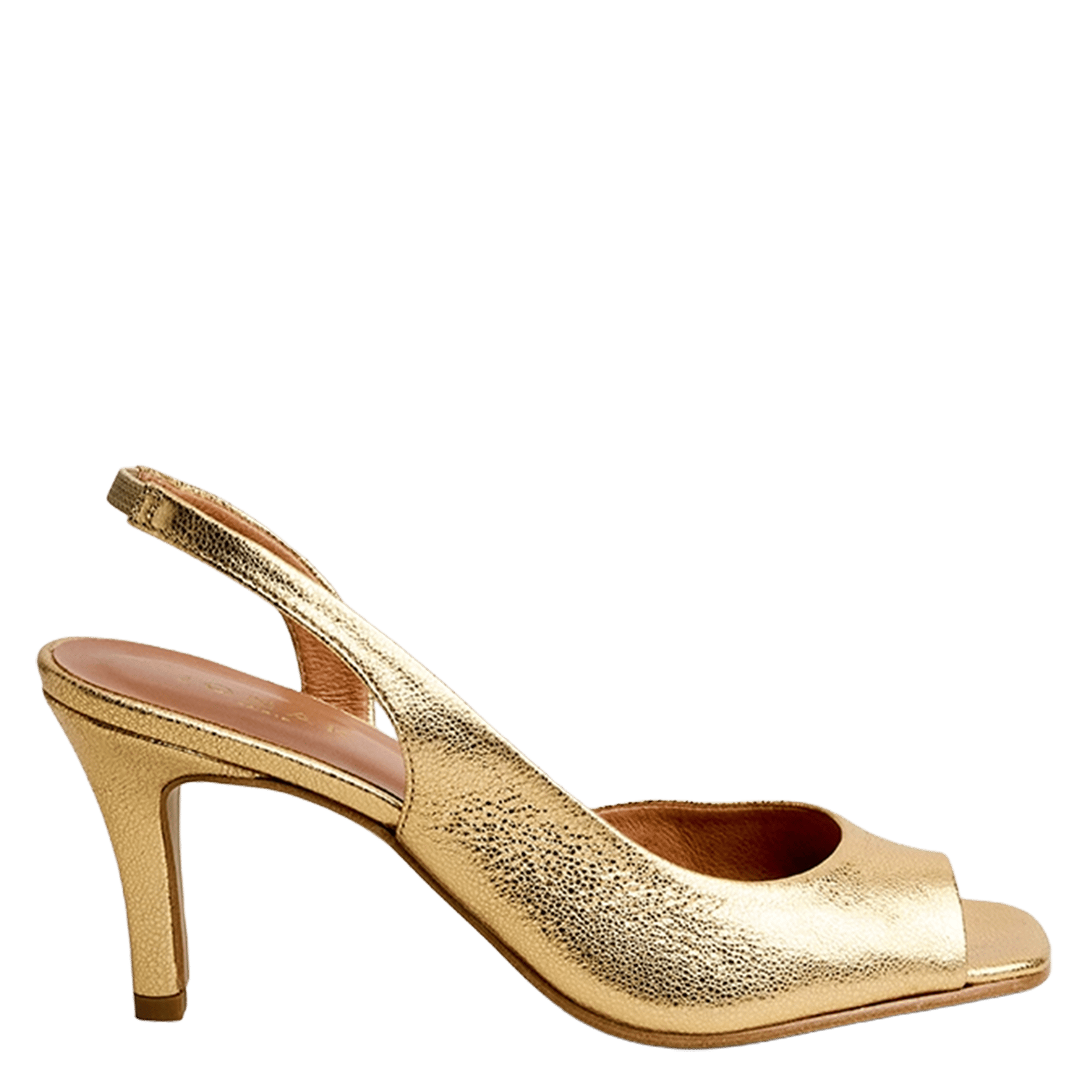 Heeled metallic leather sandals JONAK Golden