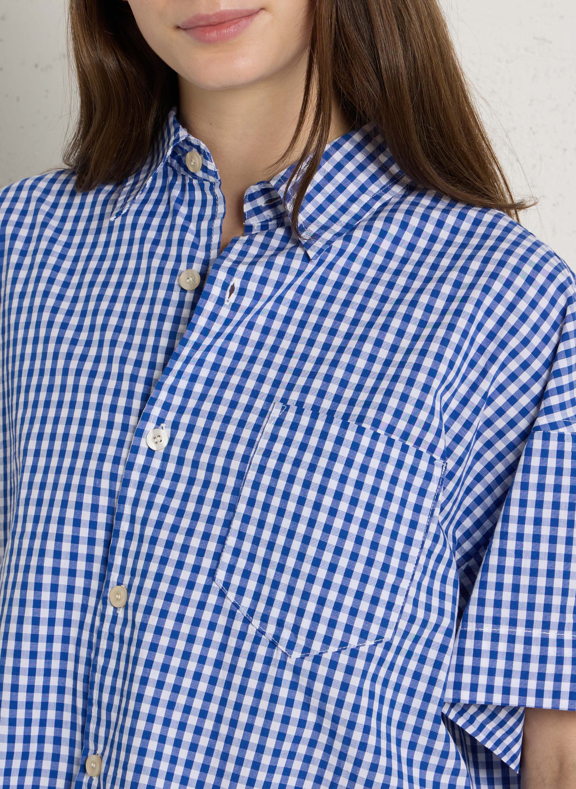 Chemise courte ample à carreaux AMERICAN VINTAGE Bleu