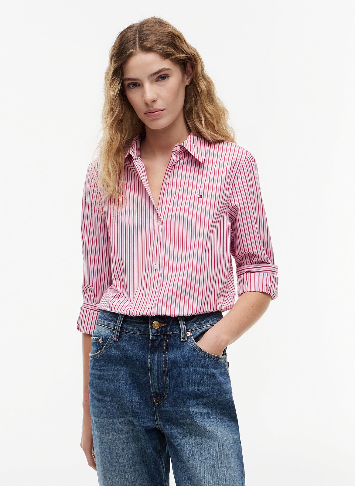 Gestreifte Bluse mit klassischem Kragen TOMMY HILFIGER Rosa