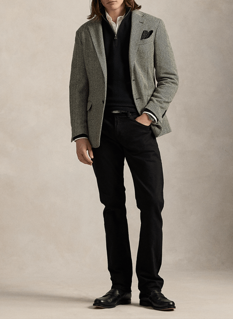 Pullover aus Baumwoll-Piqué mit Stehkragen und Reißverschluss POLO RALPH LAUREN Schwarz