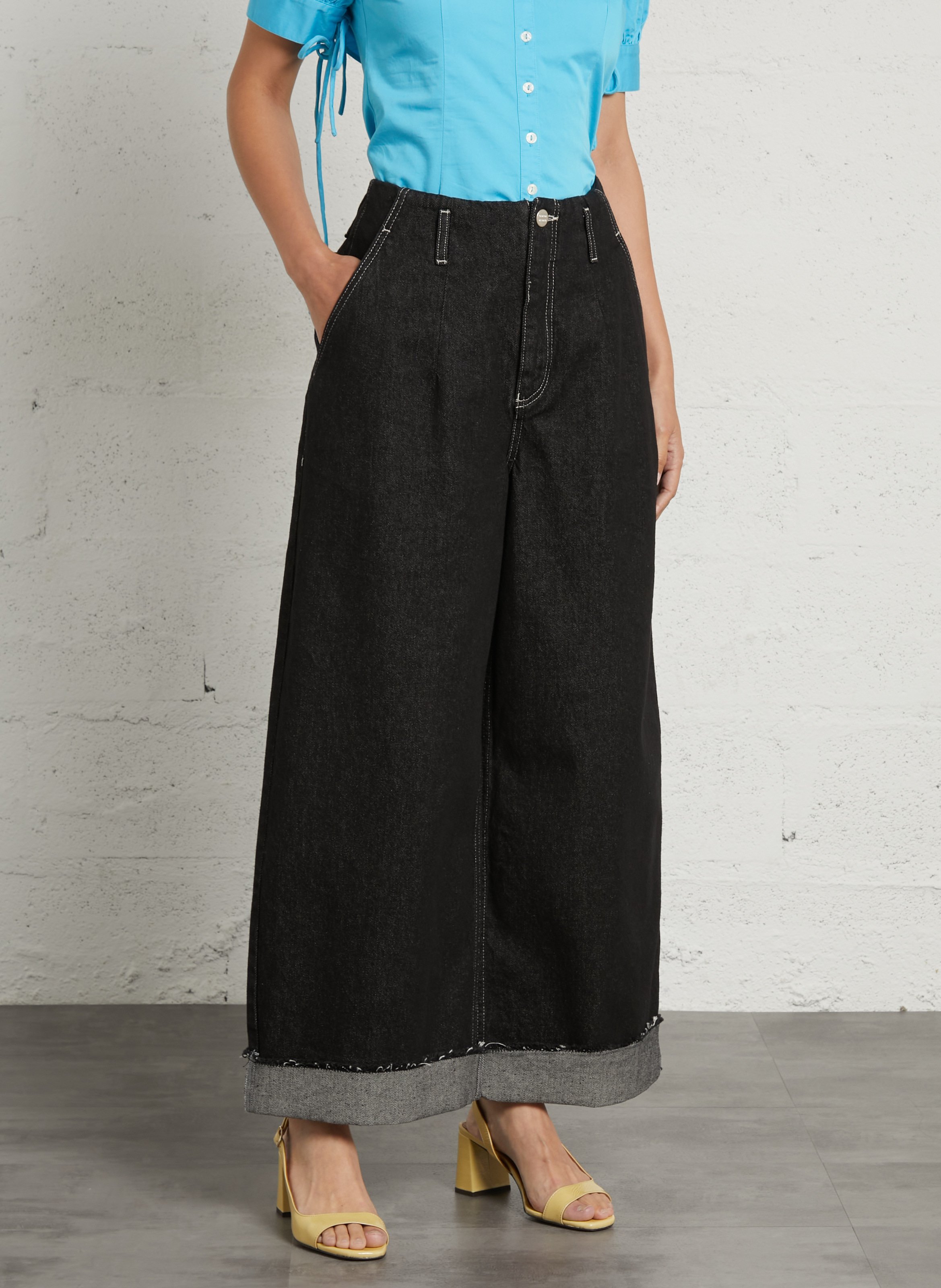 Jean large en coton bio et coton recyclé DAMSON MADDER Noir