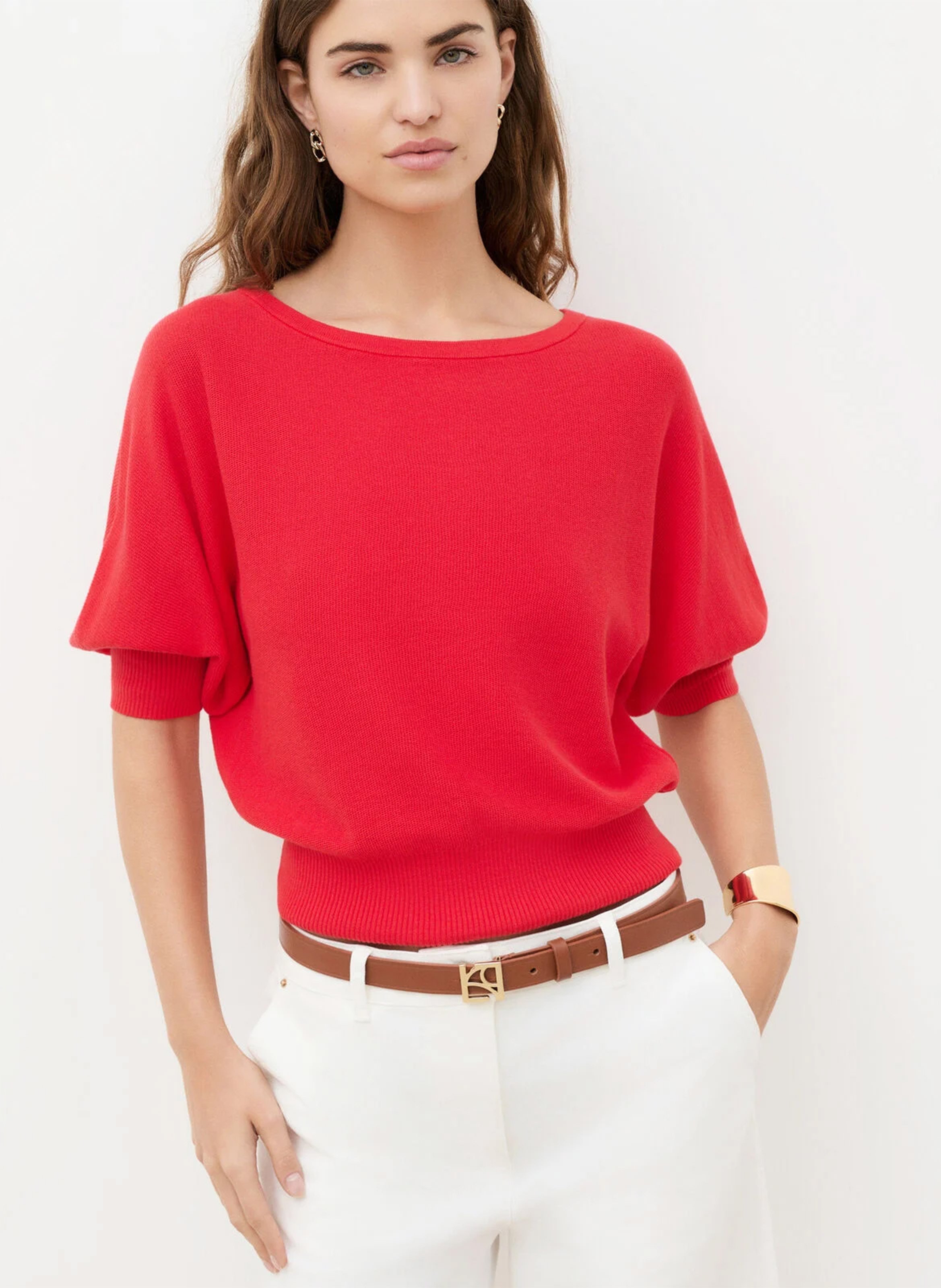 Oversize-Baumwollpullover mit U-Boot-Ausschnitt CAROLL