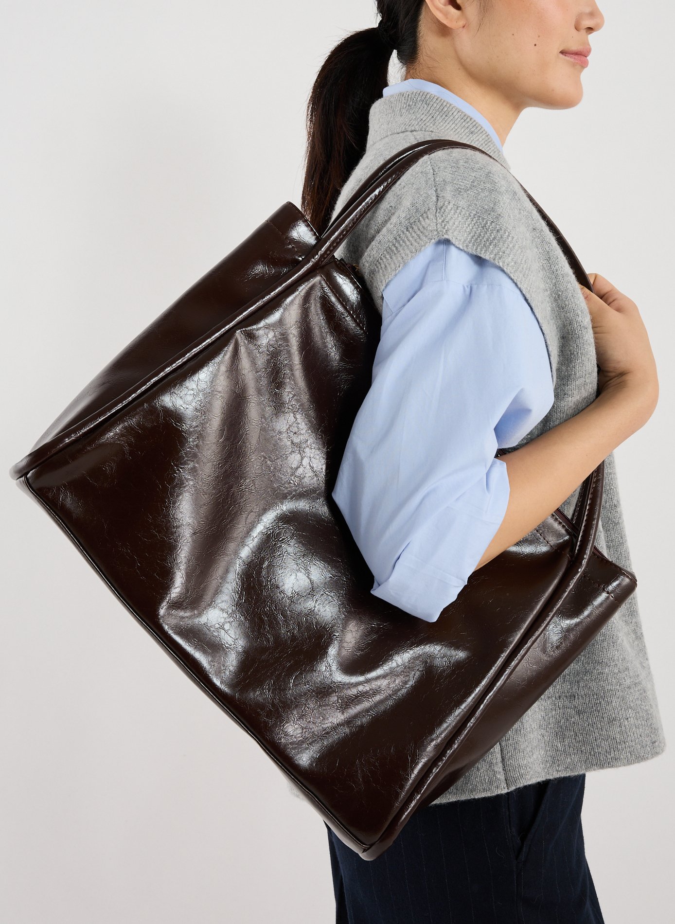Crackled tote bag AU PRINTEMPS PARIS Brown