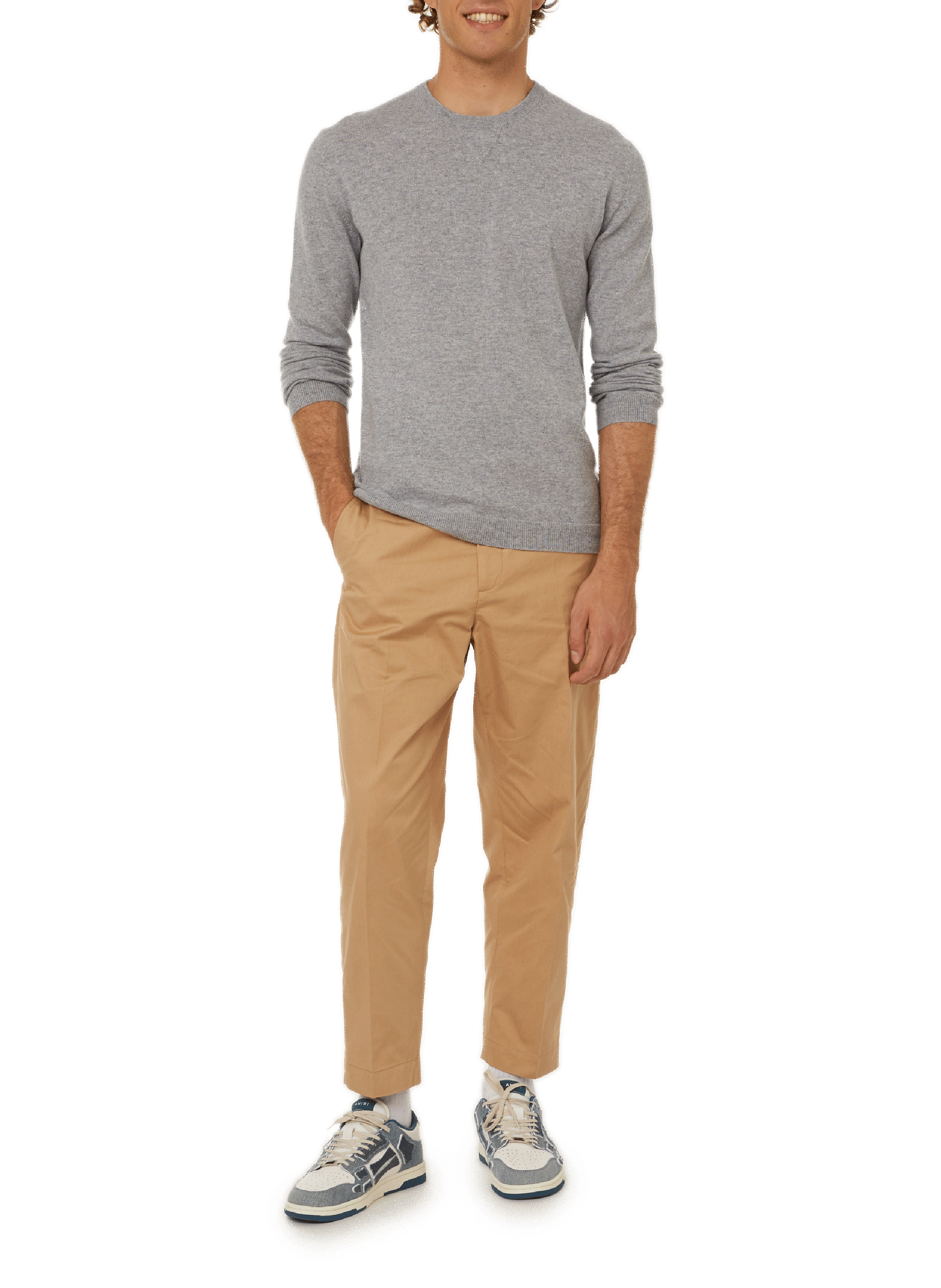Round-neck graphic cashmere straight-cut sweater AU PRINTEMPS PARIS Silver