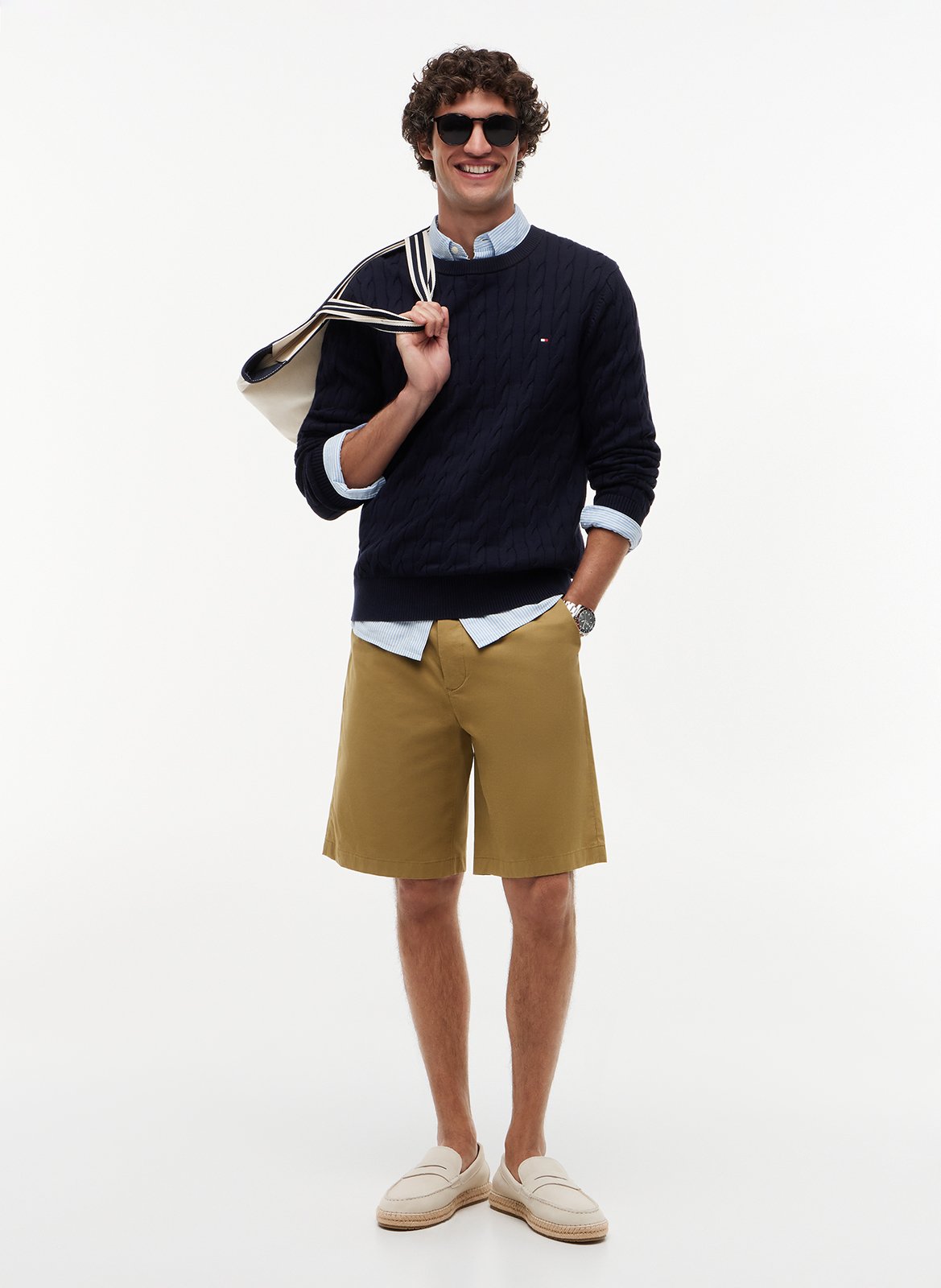 Pull col rond droit en coton biologique | Bleu TOMMY HILFIGER Homme