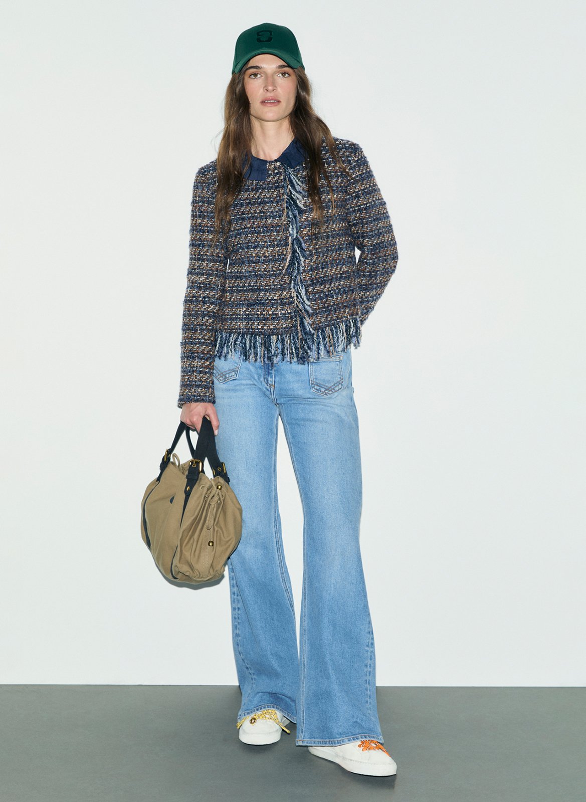 Straight round-neck tweed jacket GERARD DAREL Blue