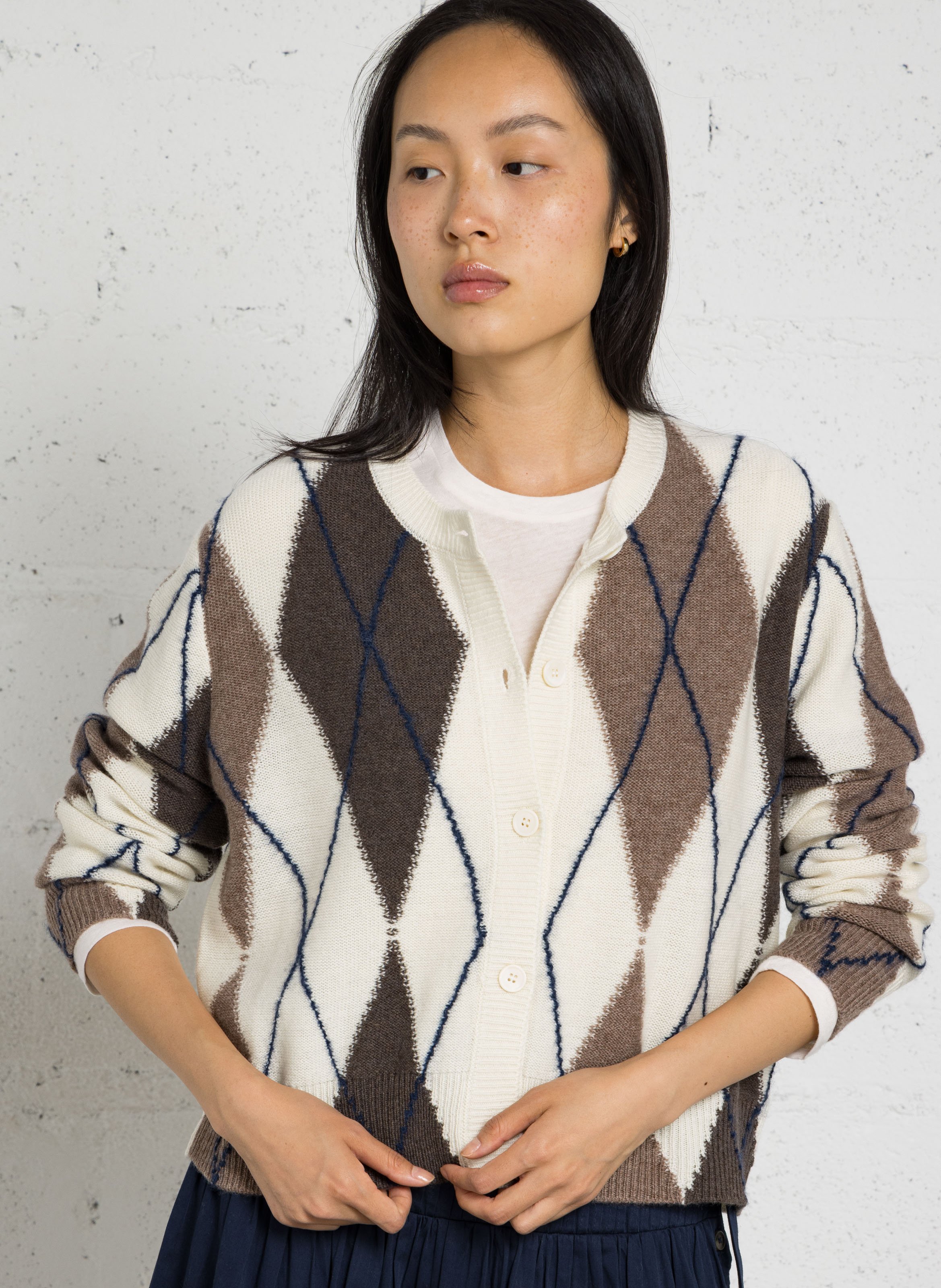 Cardigan droit en laine et cachemire MAJESTIC FILATURES Beige