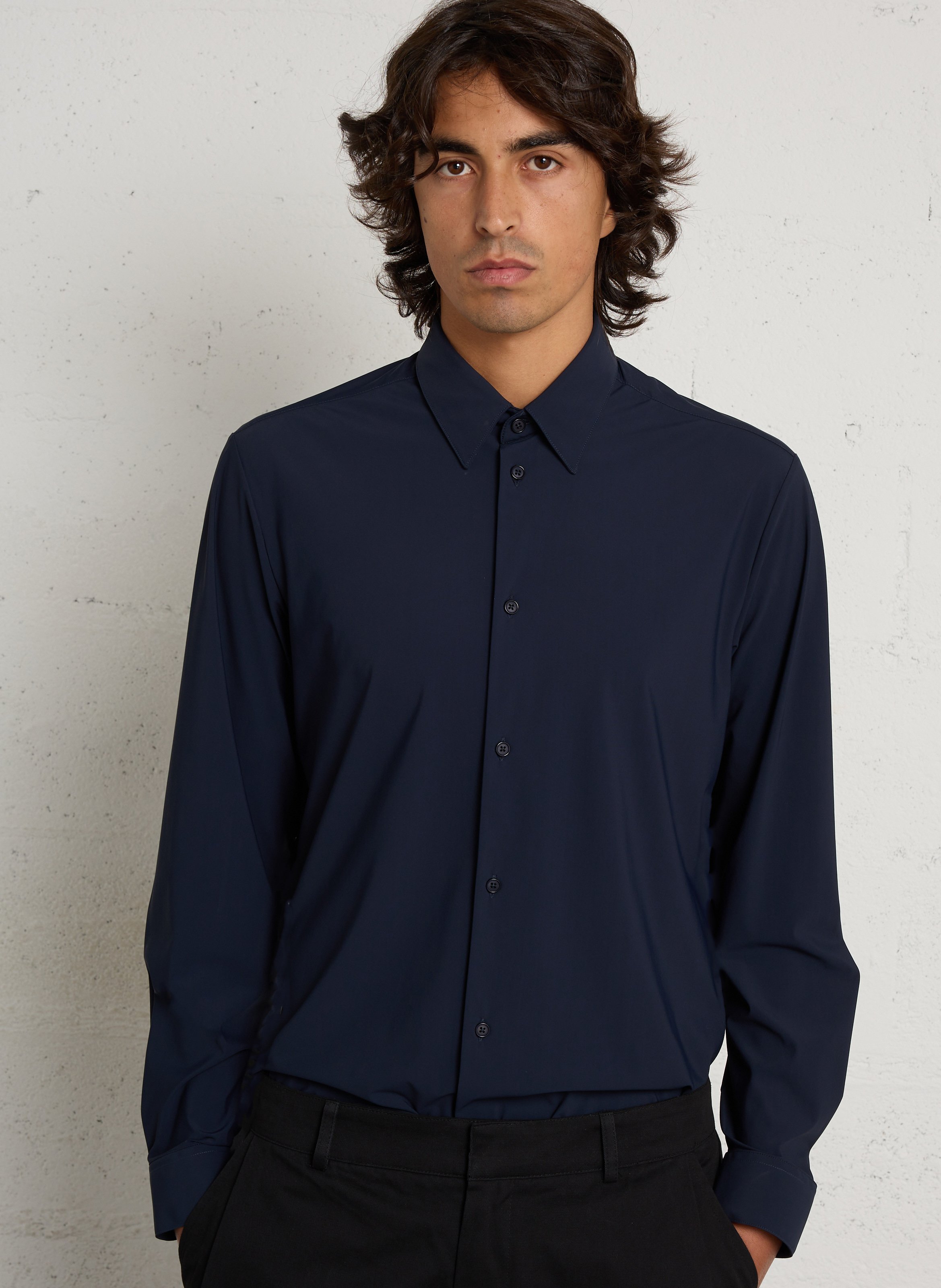 Cotton shirt with classic collar AU PRINTEMPS PARIS Blue