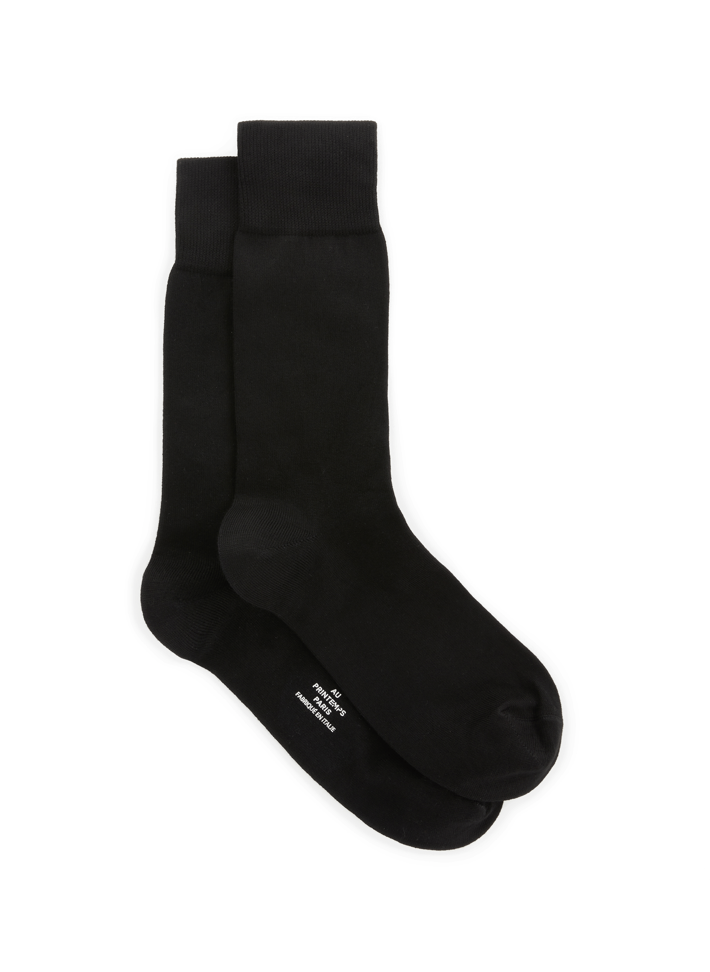 Plain black cotton-blend socks AU PRINTEMPS PARIS