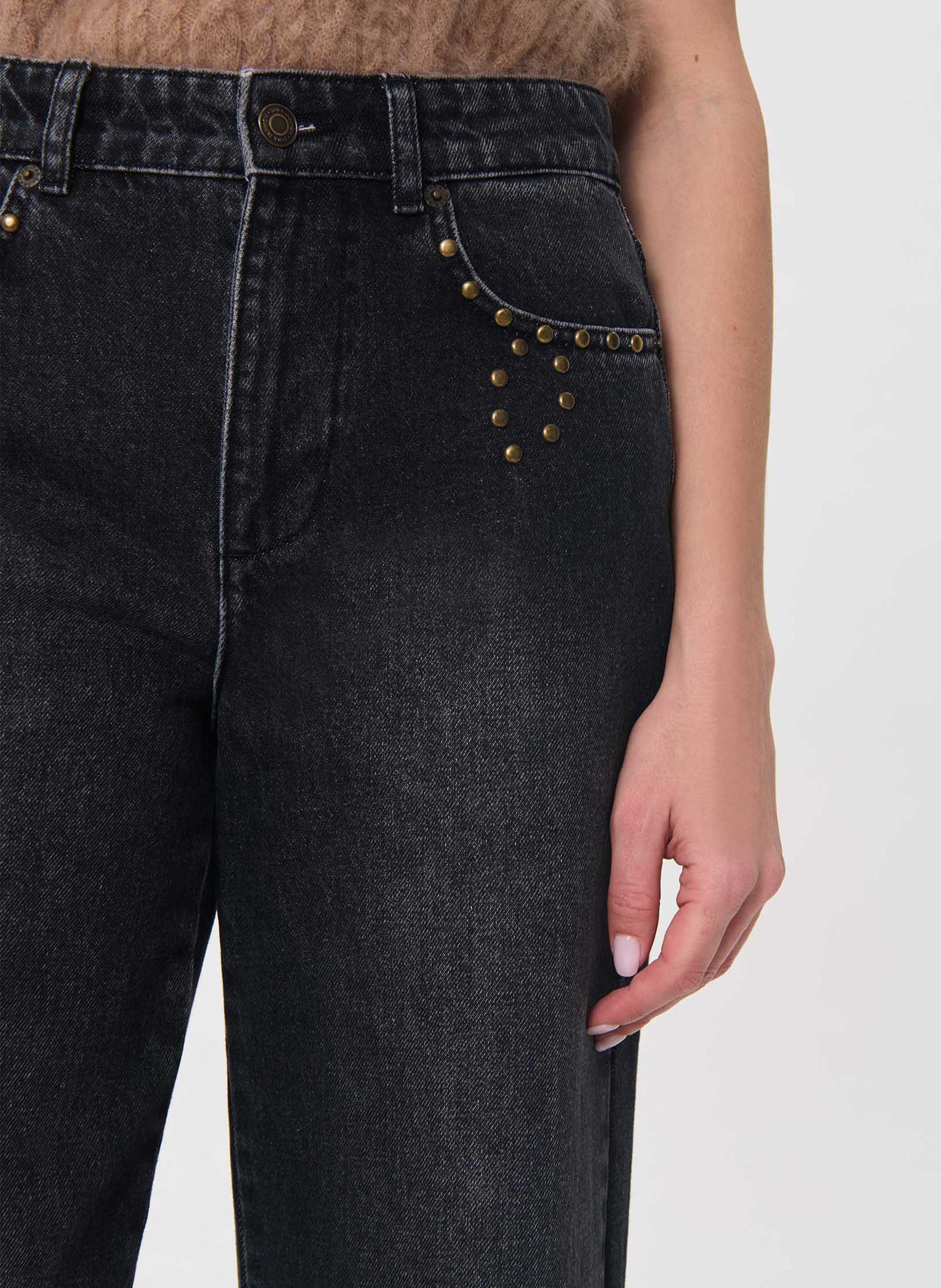 Jean bootcut uni à détail clouté TARA JARMON Noir
