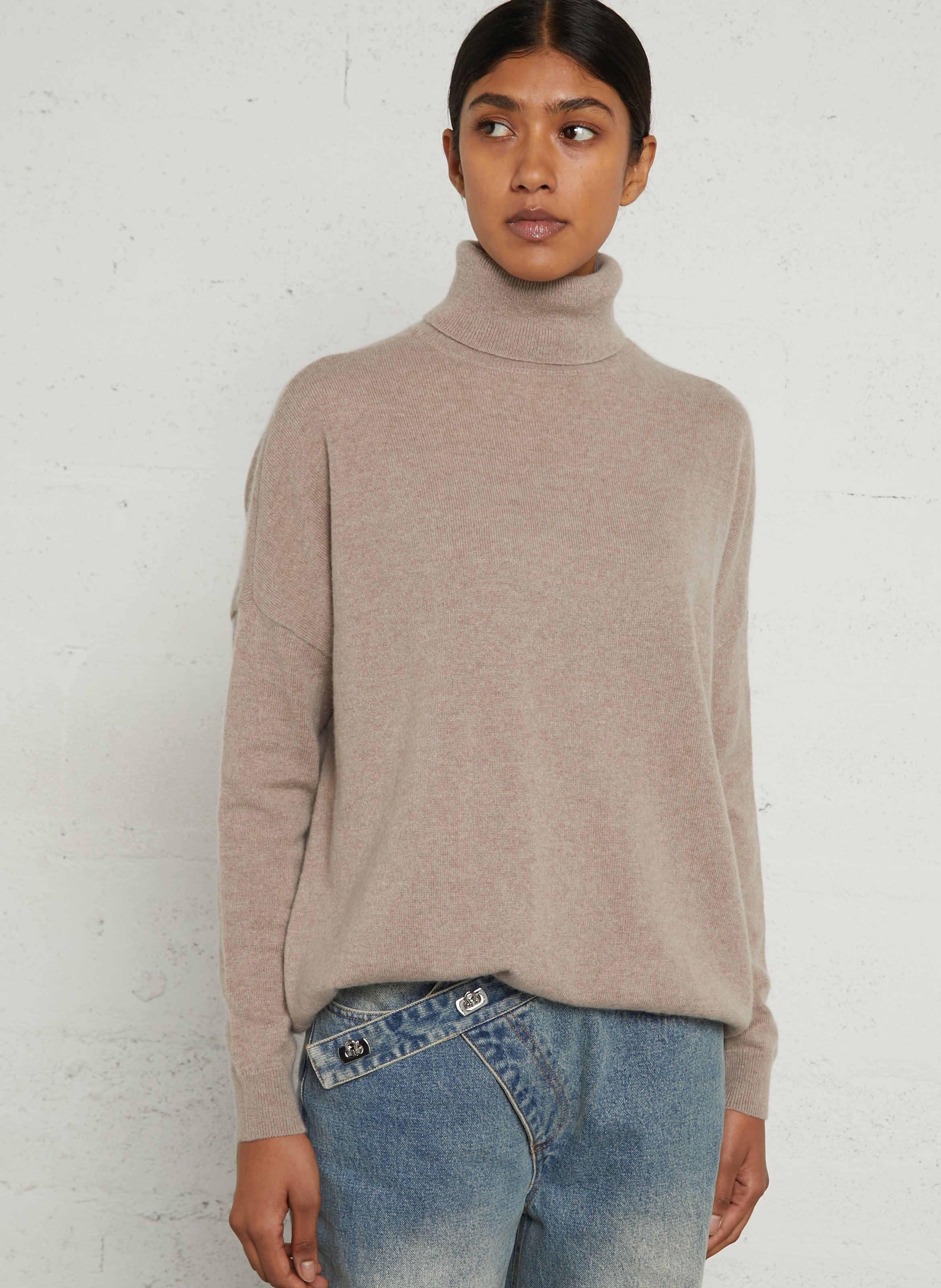 Pull ample col roulé en cachemire SUD EXPRESS Beige
