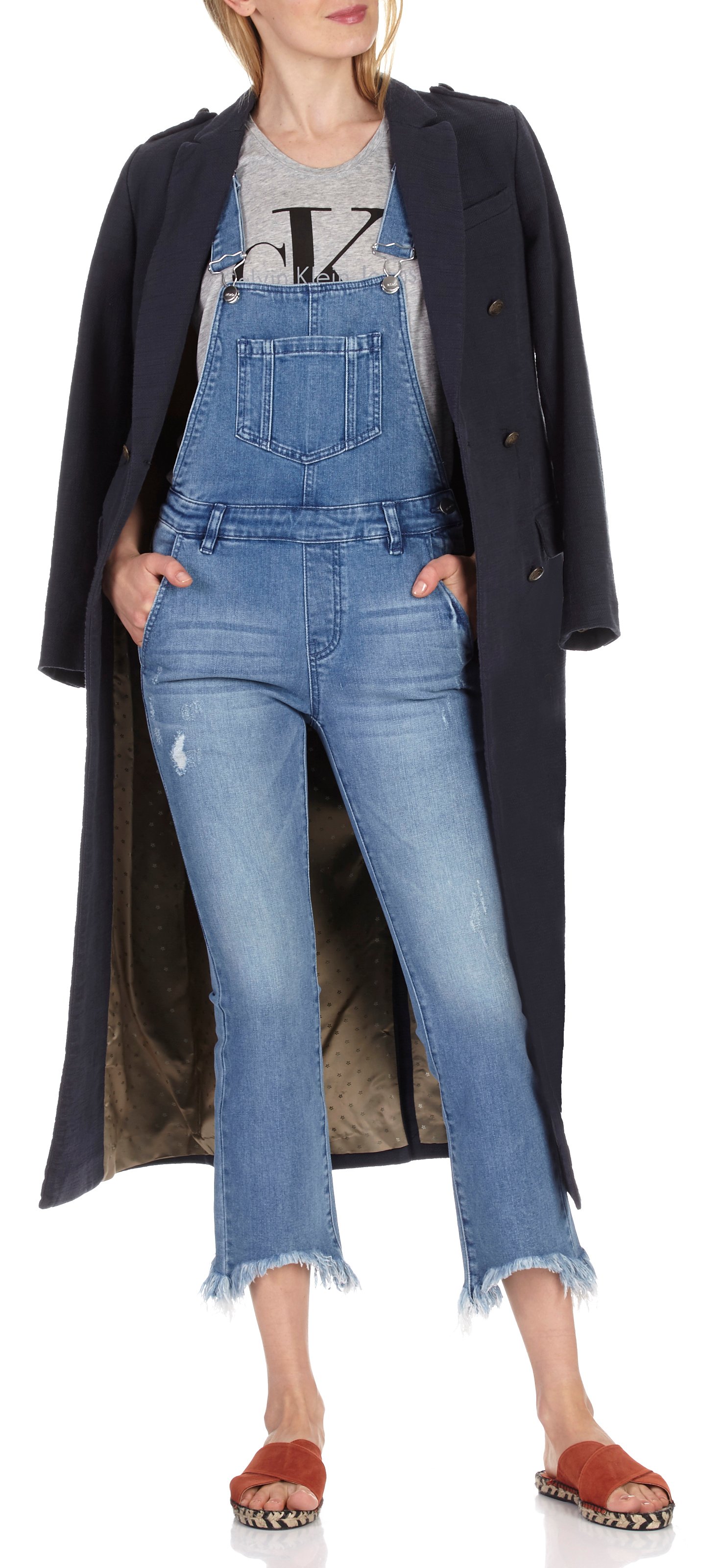 Manteau cintré long en coton Qem SWILDENS Bleu