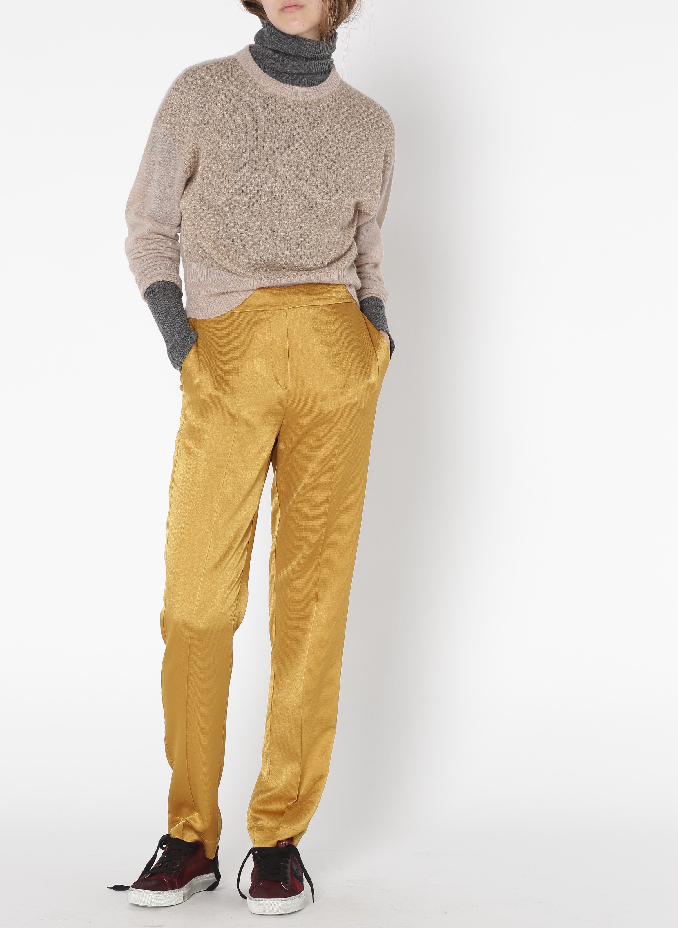 Pantalon droit fluide satiné MOMONI Gris